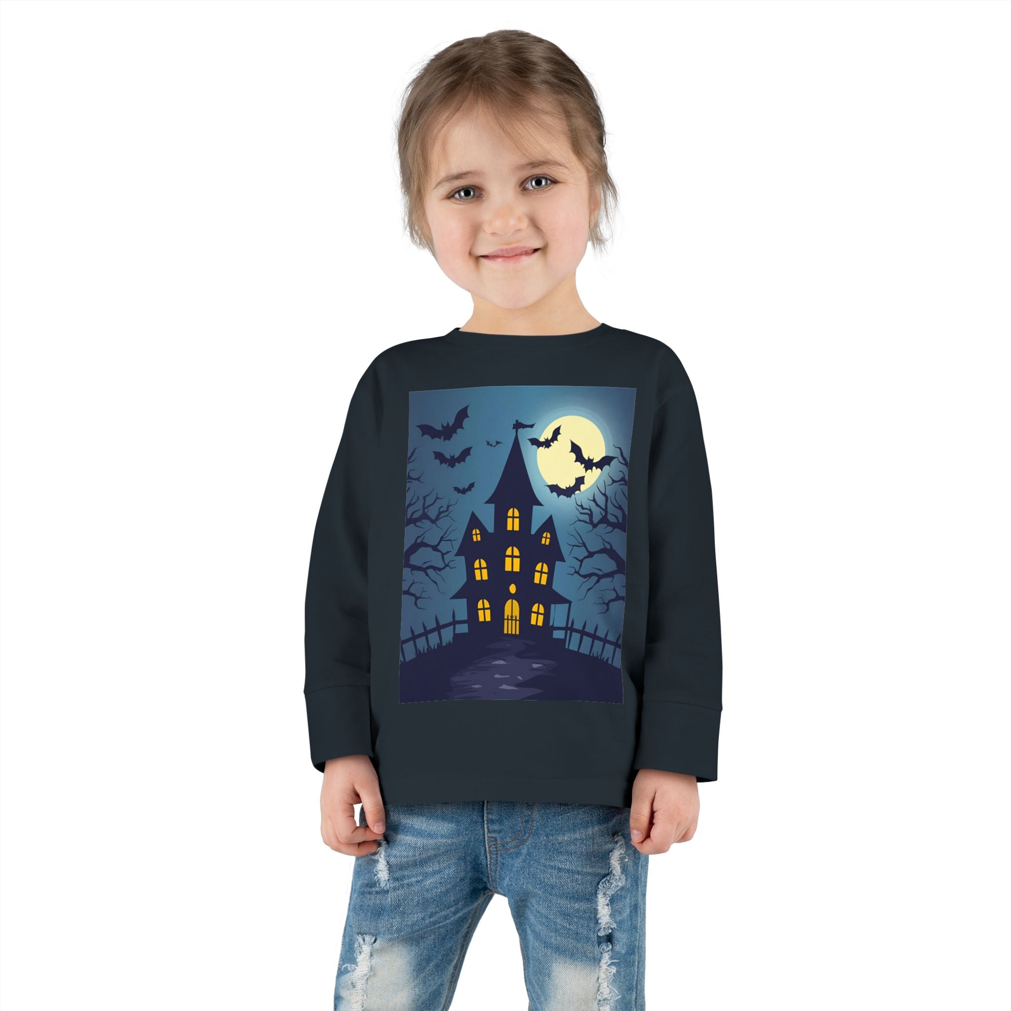 Halloween Haunted House Toddler Halloween Long Sleeve Tee, Spooky Haunted House Shirt, Kids Halloween Costume Top, Fall Festive Apparel, Trick or Treat Clothing