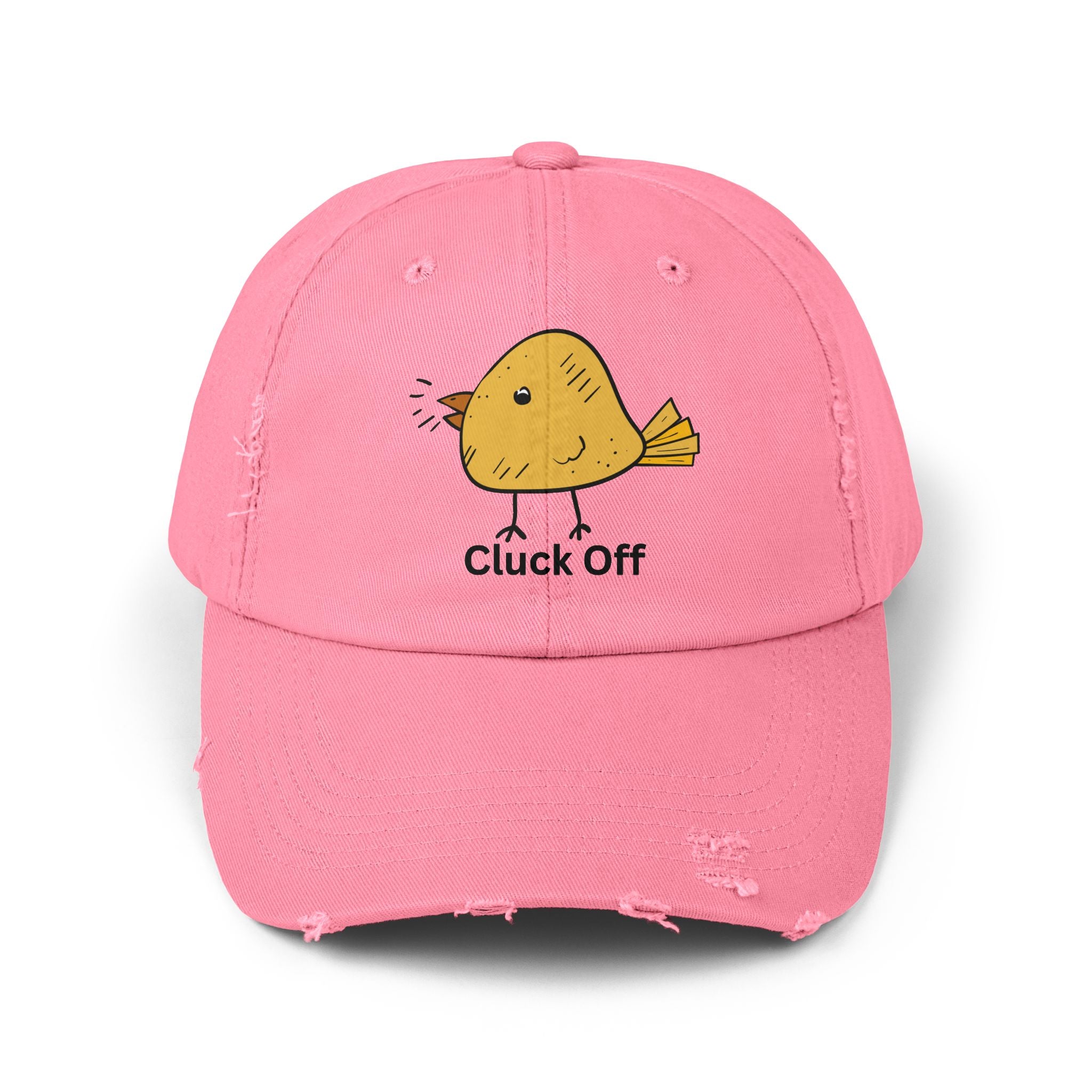 Quirky Distressed Cap with 'Cluck Off' Design - Fun Gift for Bird Lovers, Casual Wear, Summer Accessory, Unique Hat, Funny Cap