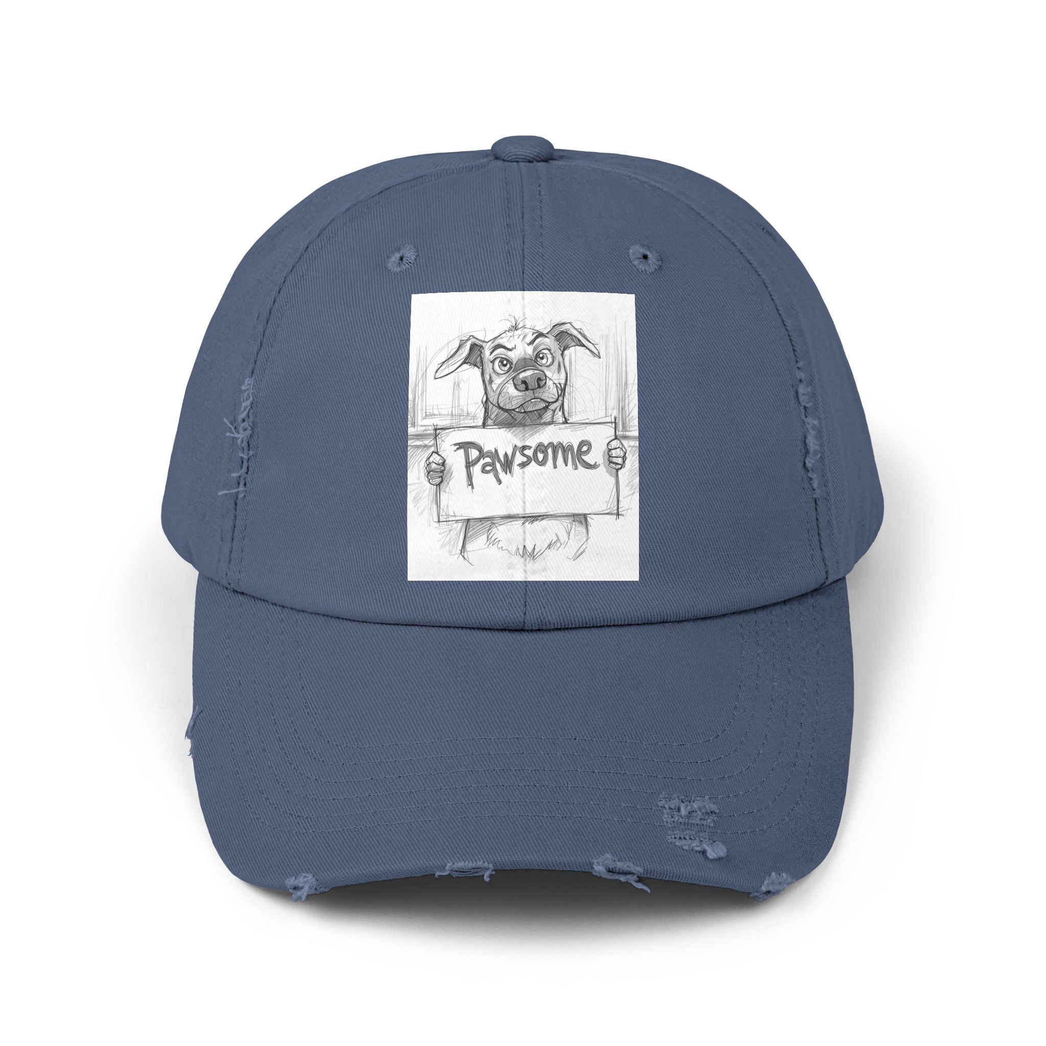 Pawsome Unisex Distressed Cap - Dog Lover Hat, Pet Gift, Casual Wear, Outdoor Accessory, Fun Pet-Themed Cap
