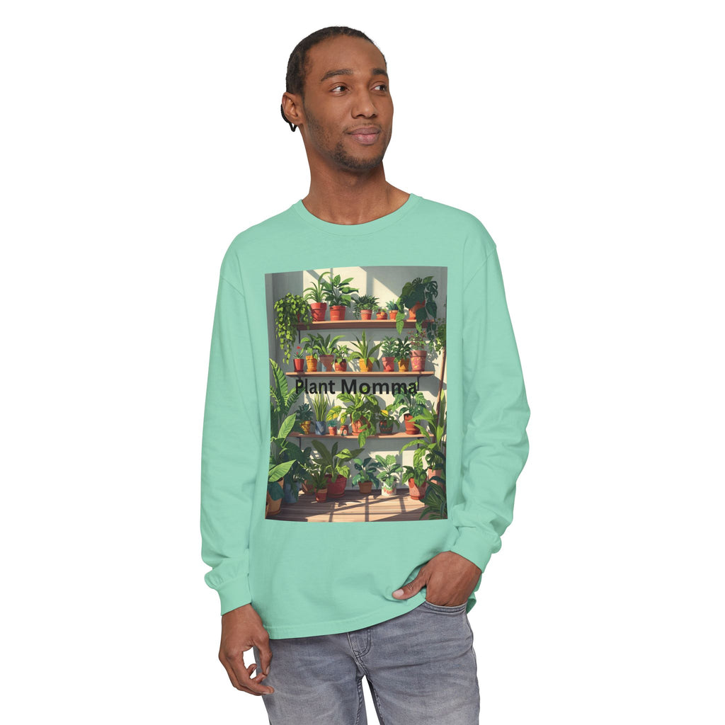 Plant Momma Long Sleeve T-Shirt, Perfect for Plant Lovers, Gardening Gifts, Eco-friendly Fashion, Casual Wear, Spring Celebrations