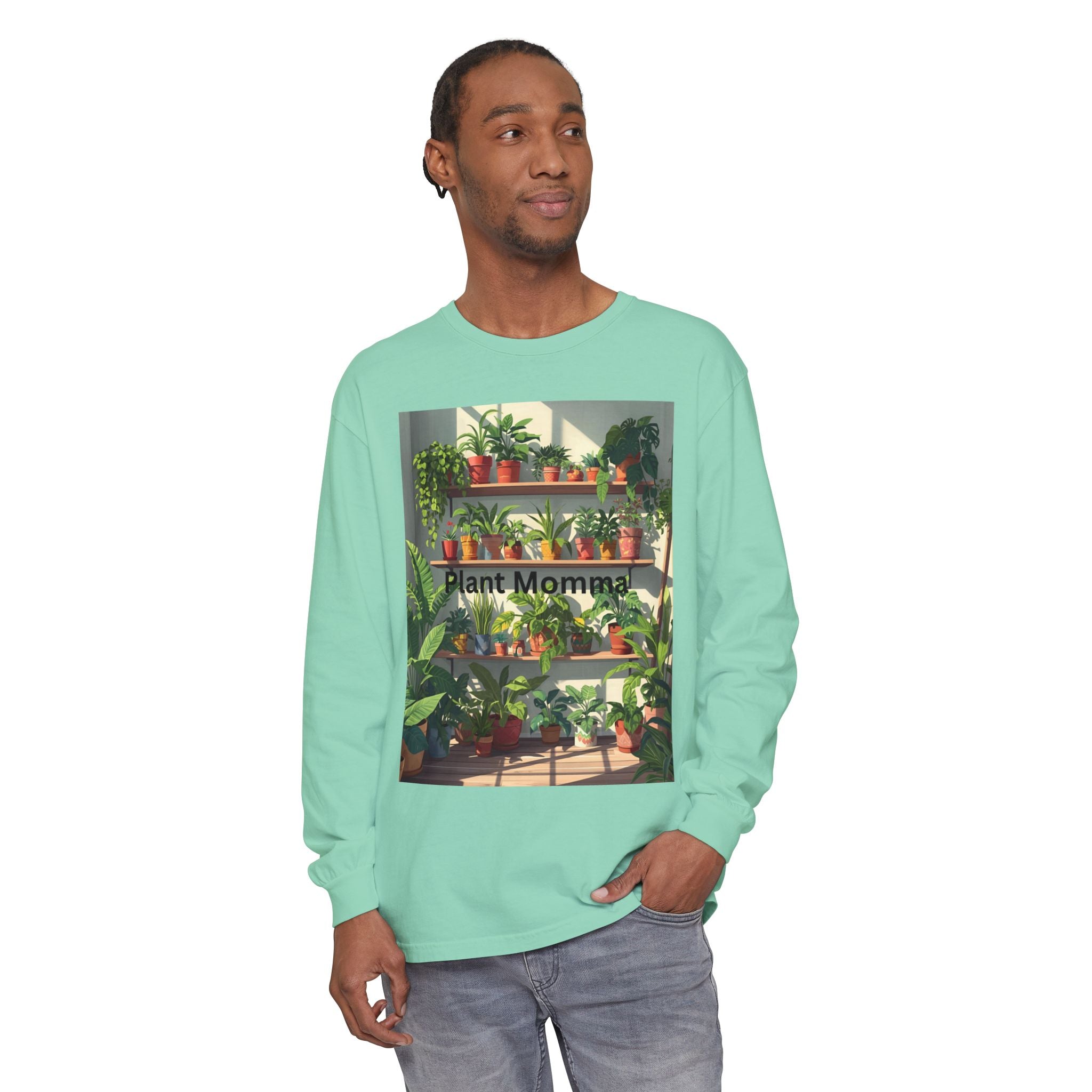 Plant Momma Long Sleeve T-Shirt, Perfect for Plant Lovers, Gardening Gifts, Eco-friendly Fashion, Casual Wear, Spring Celebrations