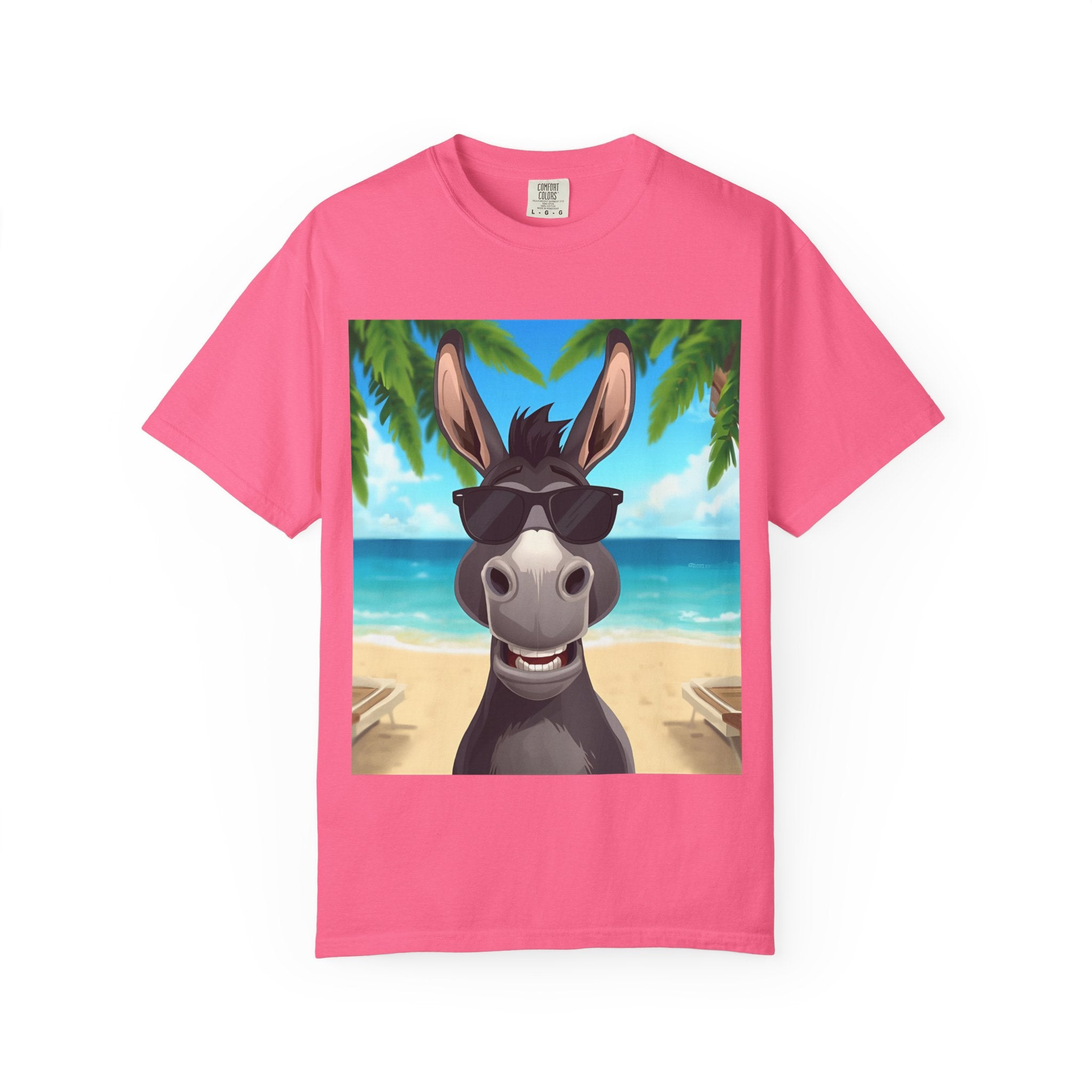 Chill Donkey Sunset T-Shirt, Unisex Summer Tee, Casual Beachwear, Gift for Animal Lovers, Fun Vacation Shirt