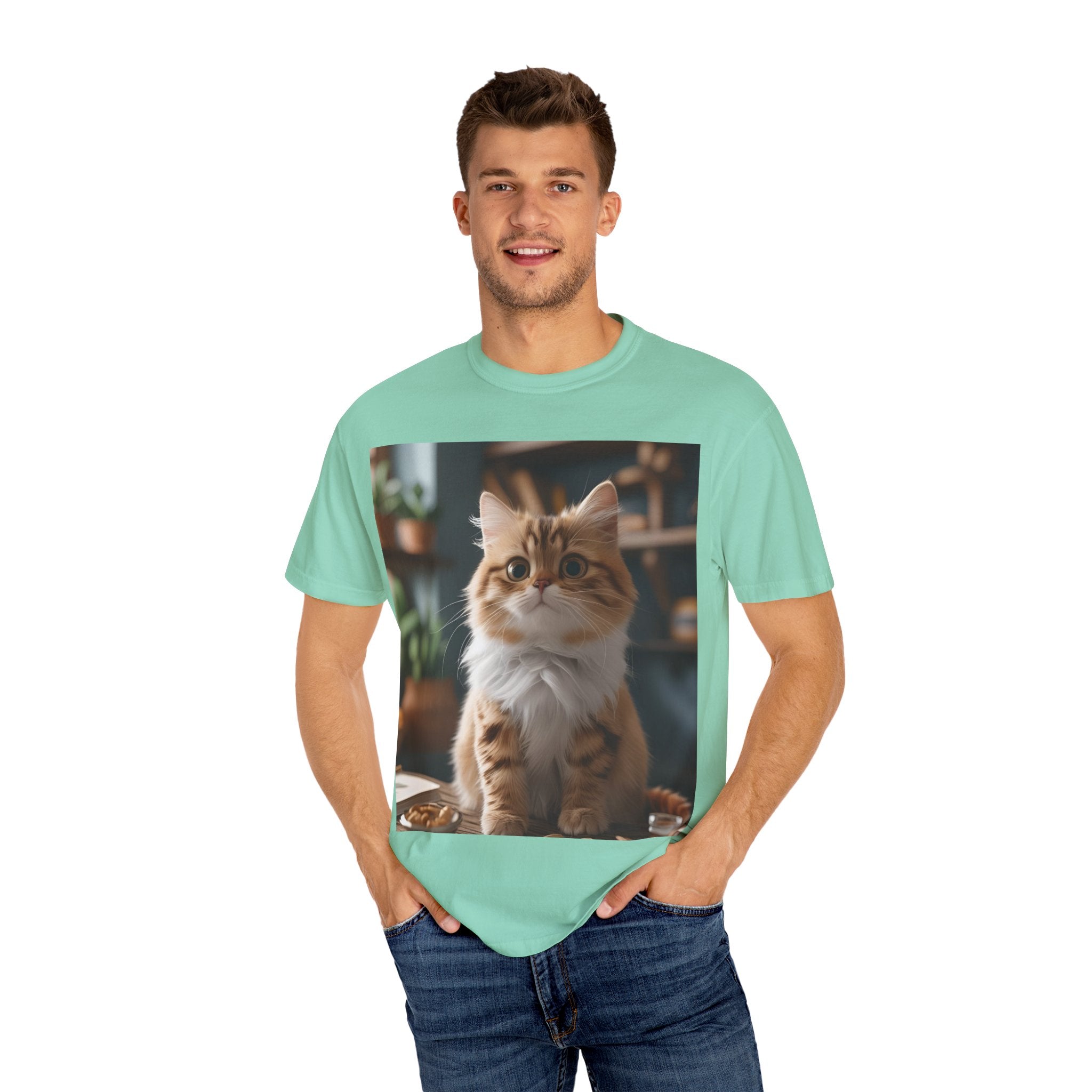 Adorable Cat Graphic T-shirt for Animal Lovers, Cute Pet Tee, Gift for Cat Owners, Casual Wear, Unisex Apparel