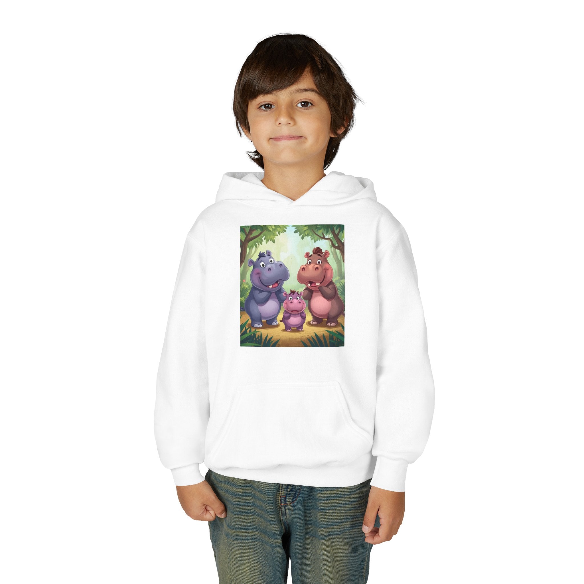 Hippo Cute Youth Heavy Blend Hooded Sweatshirt
