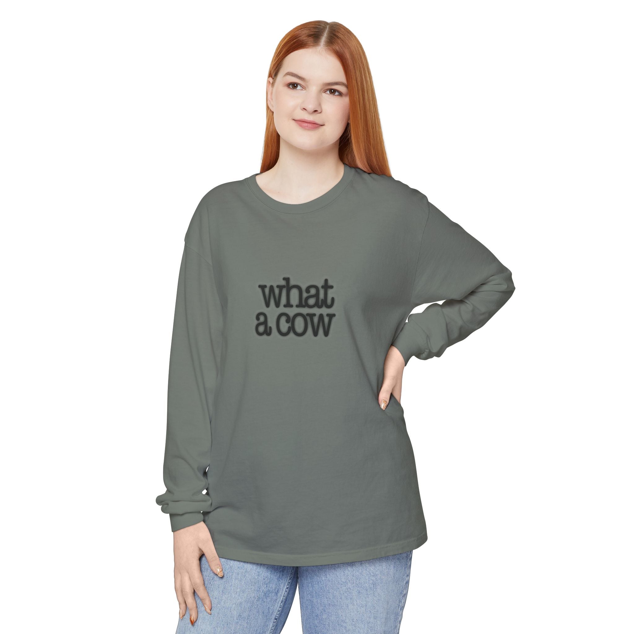 What A Cow Unisex Garment-dyed Long Sleeve T-Shirt