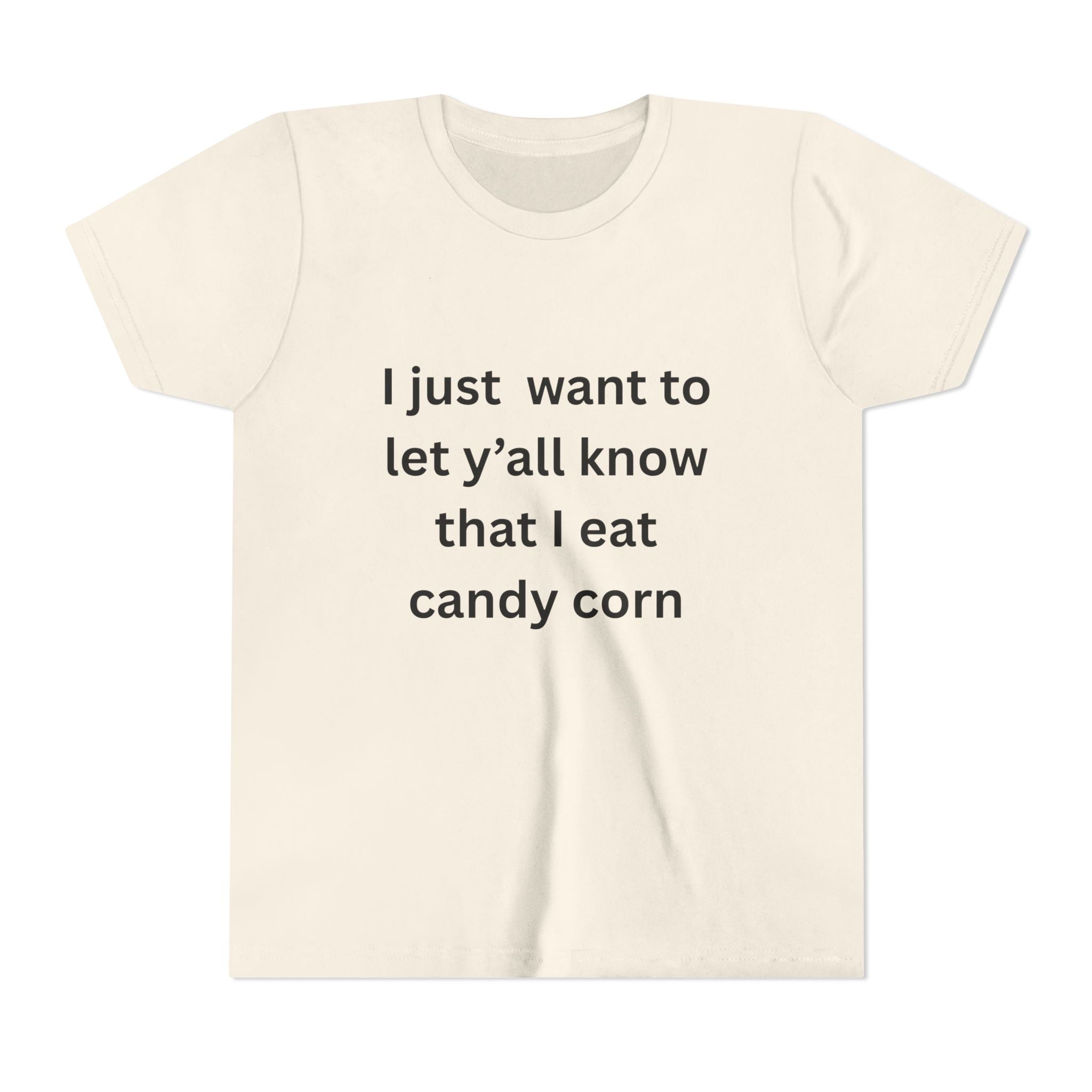 I Eat Candy Corn Youth Candy Corn Tee, Fun Halloween Shirt, Cute Short Sleeve Tee, Youth Graphic Top, Fall Celebration Apparel, Trick or Treat Shirt