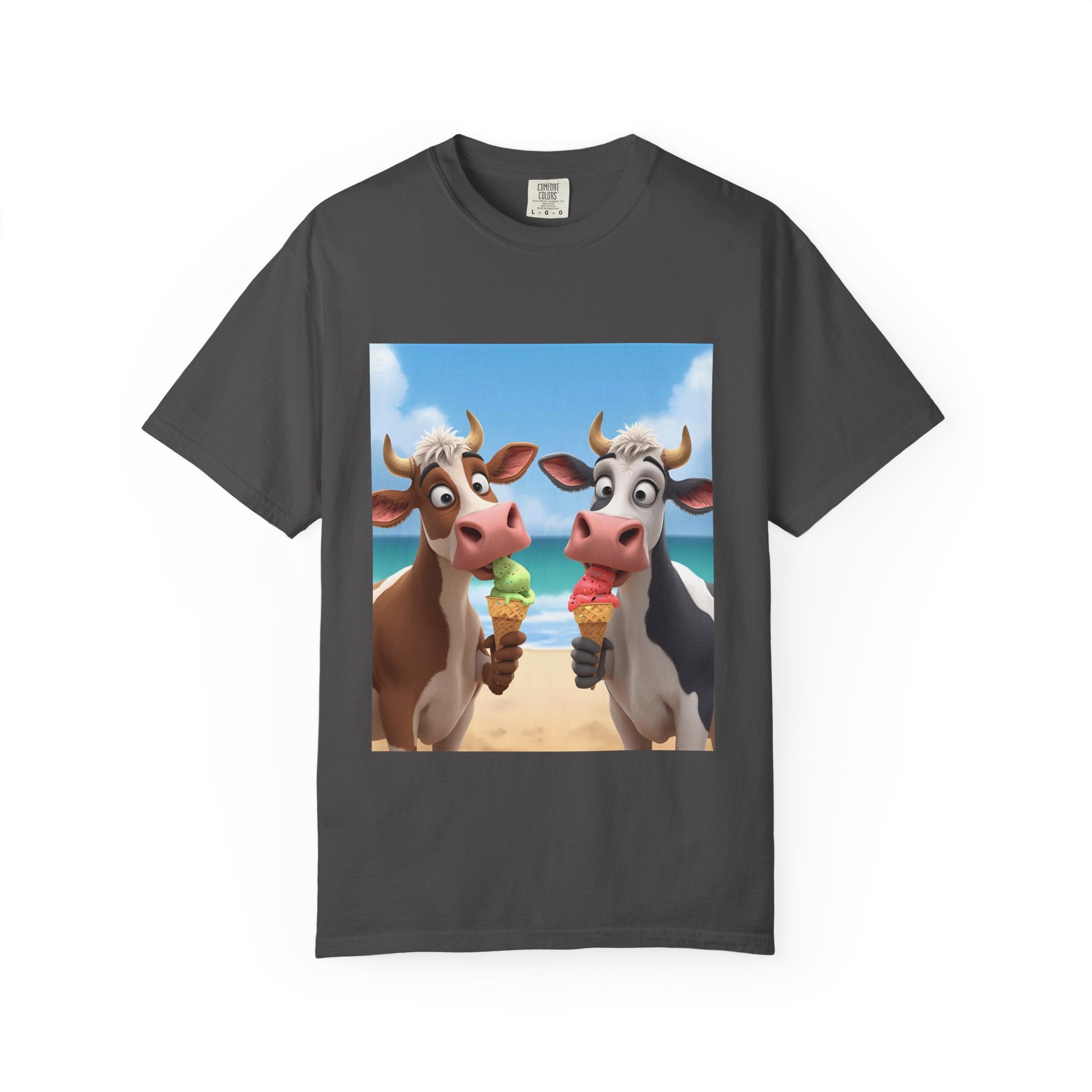 Cute Cow Ice Cream T-Shirt, Fun Summer Tee, Animal Lover Gift, Unisex Casual Top, Beach Vibes Apparel, Cute Gift for Friends