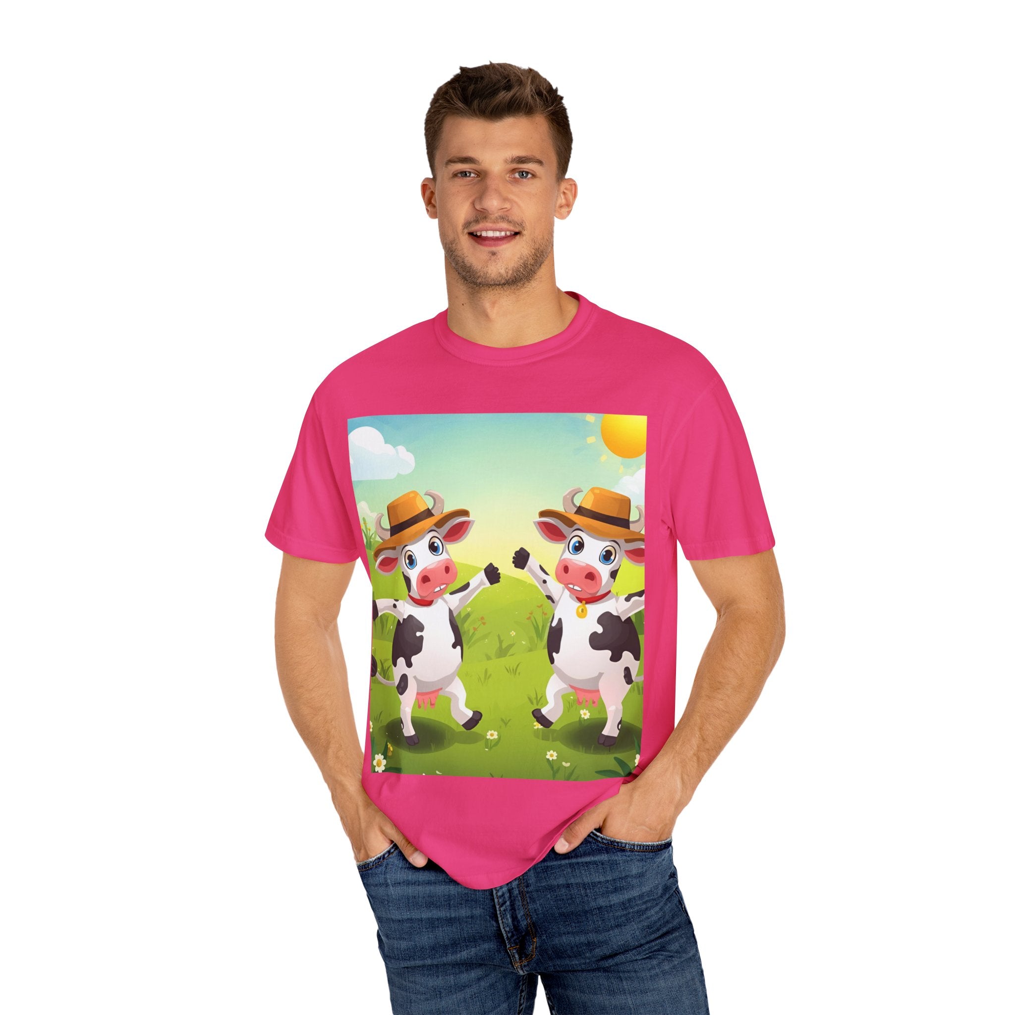 Cute Cow Fun Farm Unisex Garment-Dyed T-shirt