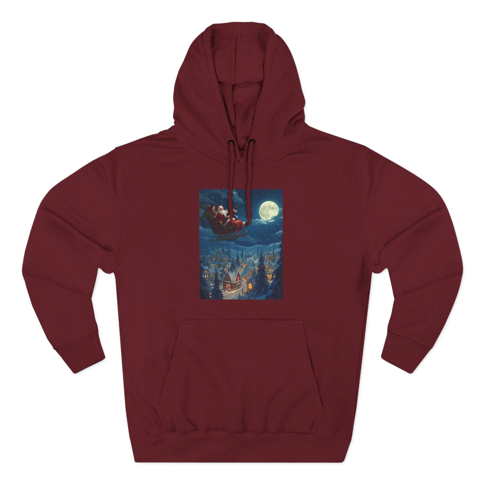 Christmas Santa Sleigh Three-Panel Fleece Hoodie