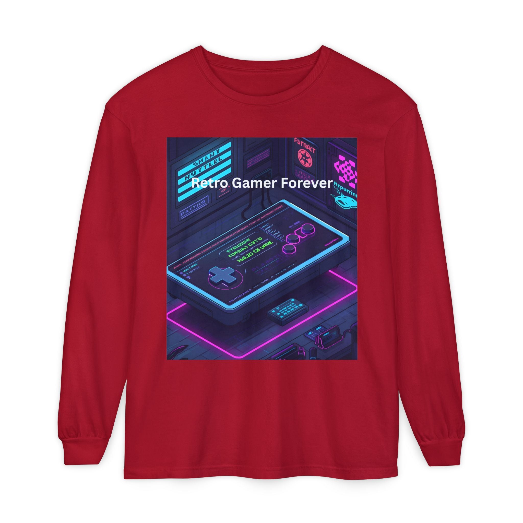Retro Game Controller Unisex Garment-dyed Long Sleeve T-Shirt