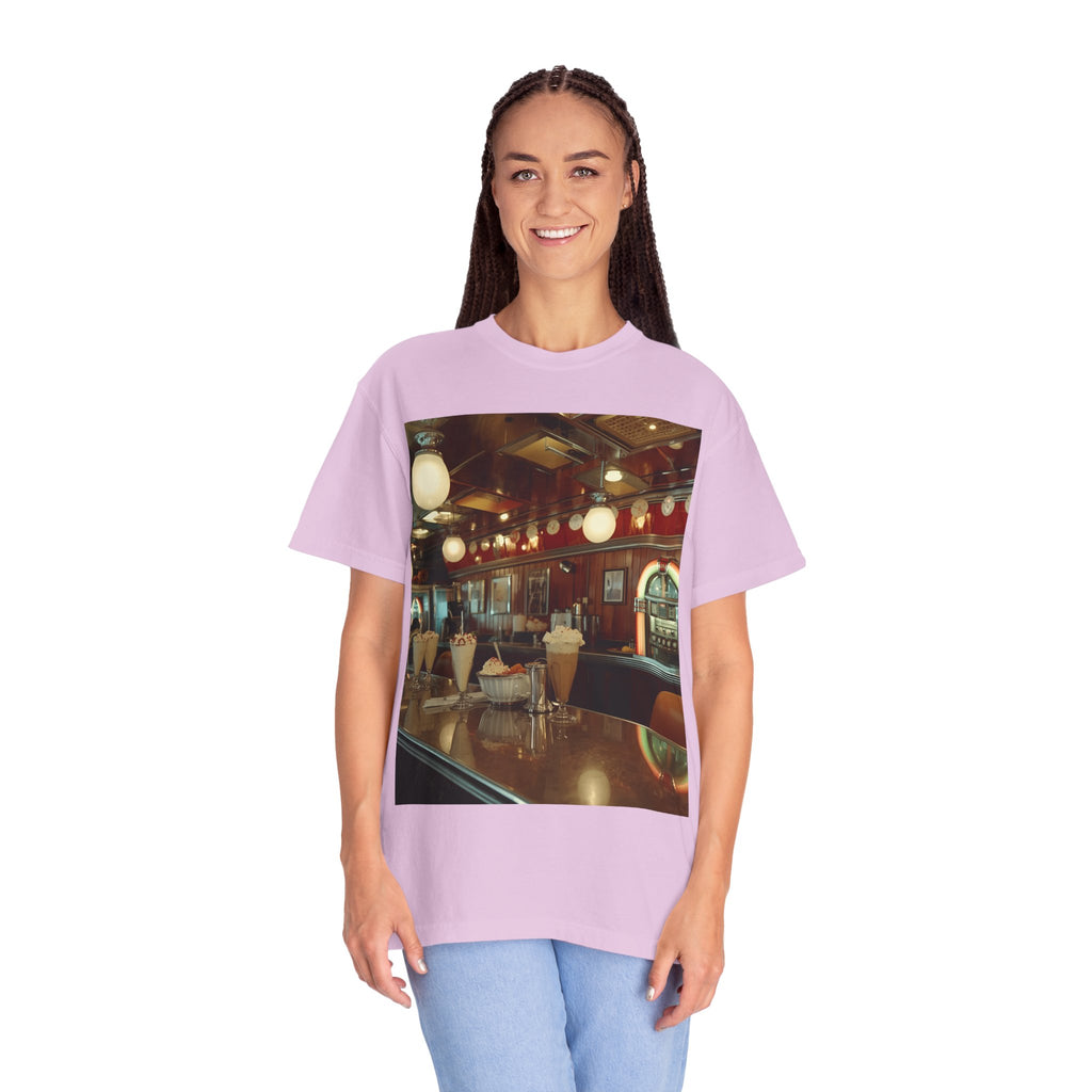 Cozy Cafe Vibe T-Shirt | Unisex Garment-Dyed Tee for Casual Outings, Vintage Style, Ice Cream Lovers, Retro Aesthetic, Everyday Wear