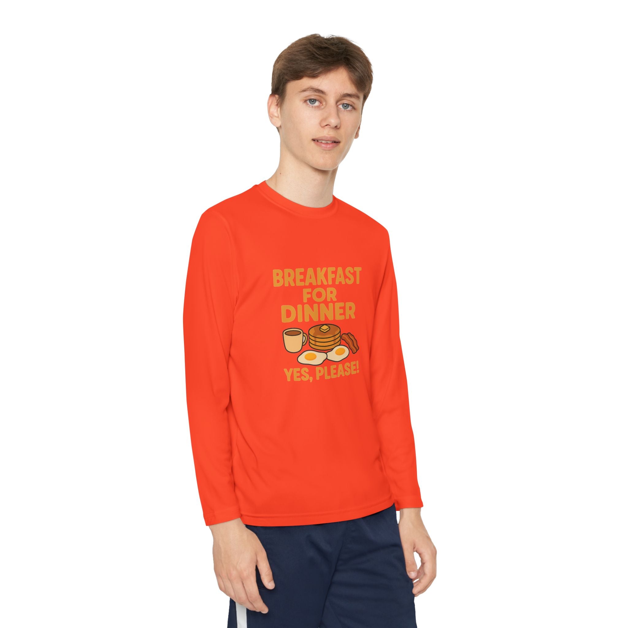 Breakfast For Dinner Youth Long Sleeve Competitor Tee