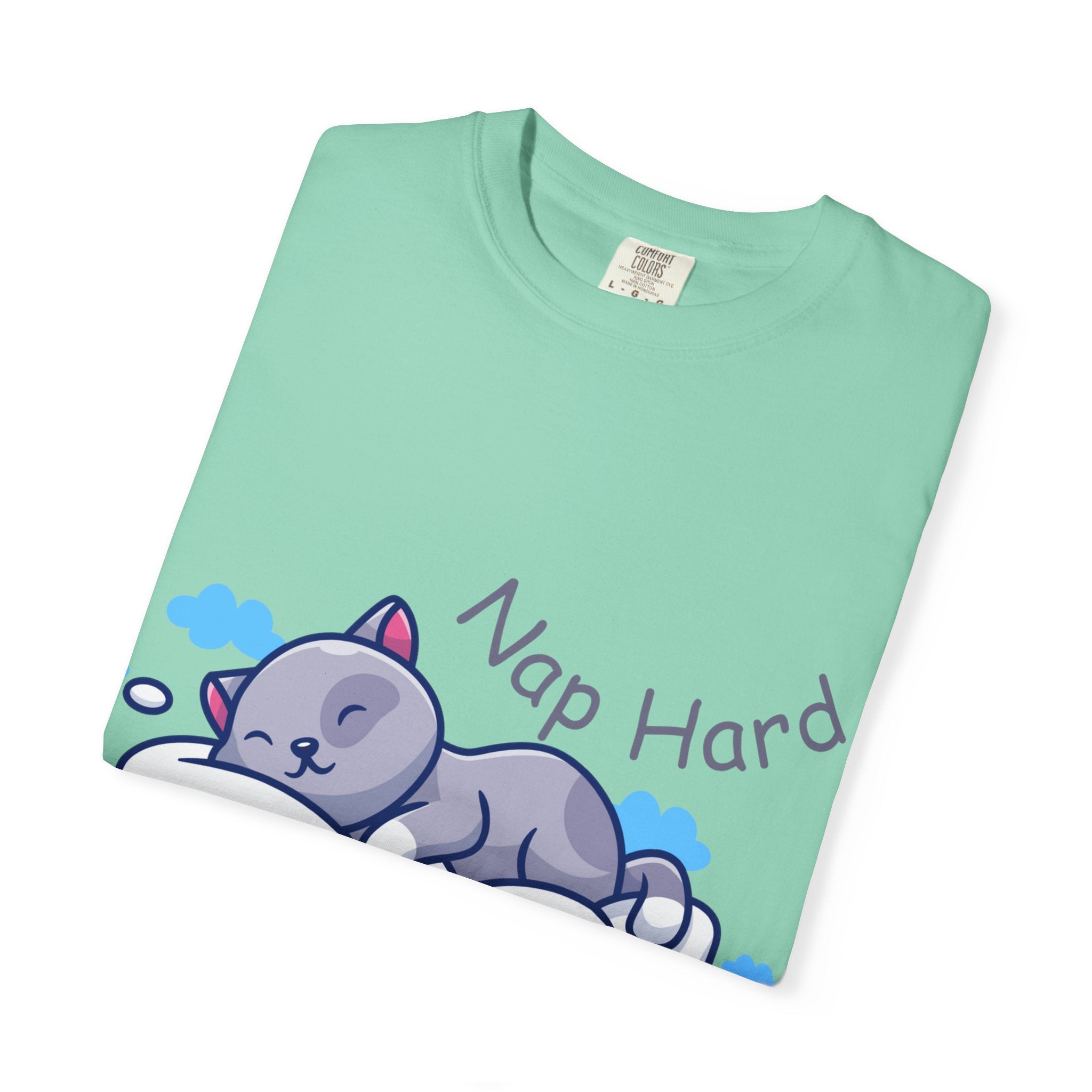 Cozy Cat Nap Hard Unisex Garment-Dyed T-shirt, Cat Lover Gift, Cozy Casual Tee, Funny Nap Shirt, Perfect for Pet Owners, Lightweight Summer Top