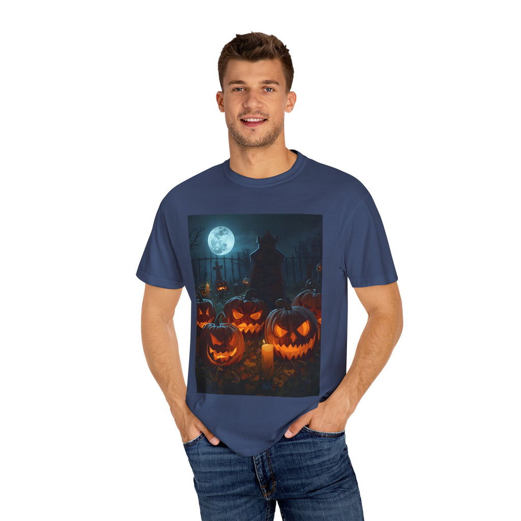 Scary Halloween Pumpkin Unisex Garment-Dyed T-shirt