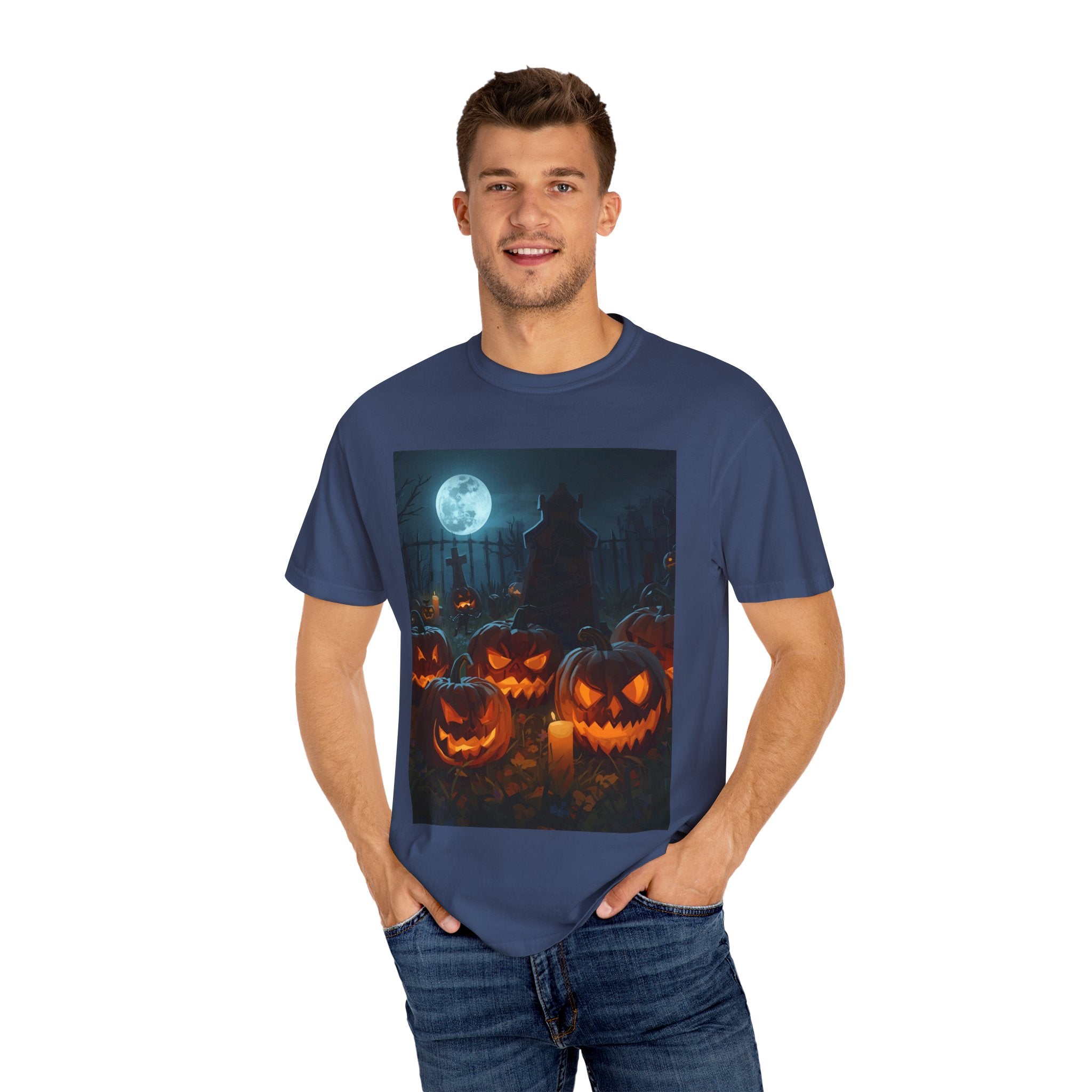 Scary Halloween Pumpkin Unisex Garment-Dyed T-shirt