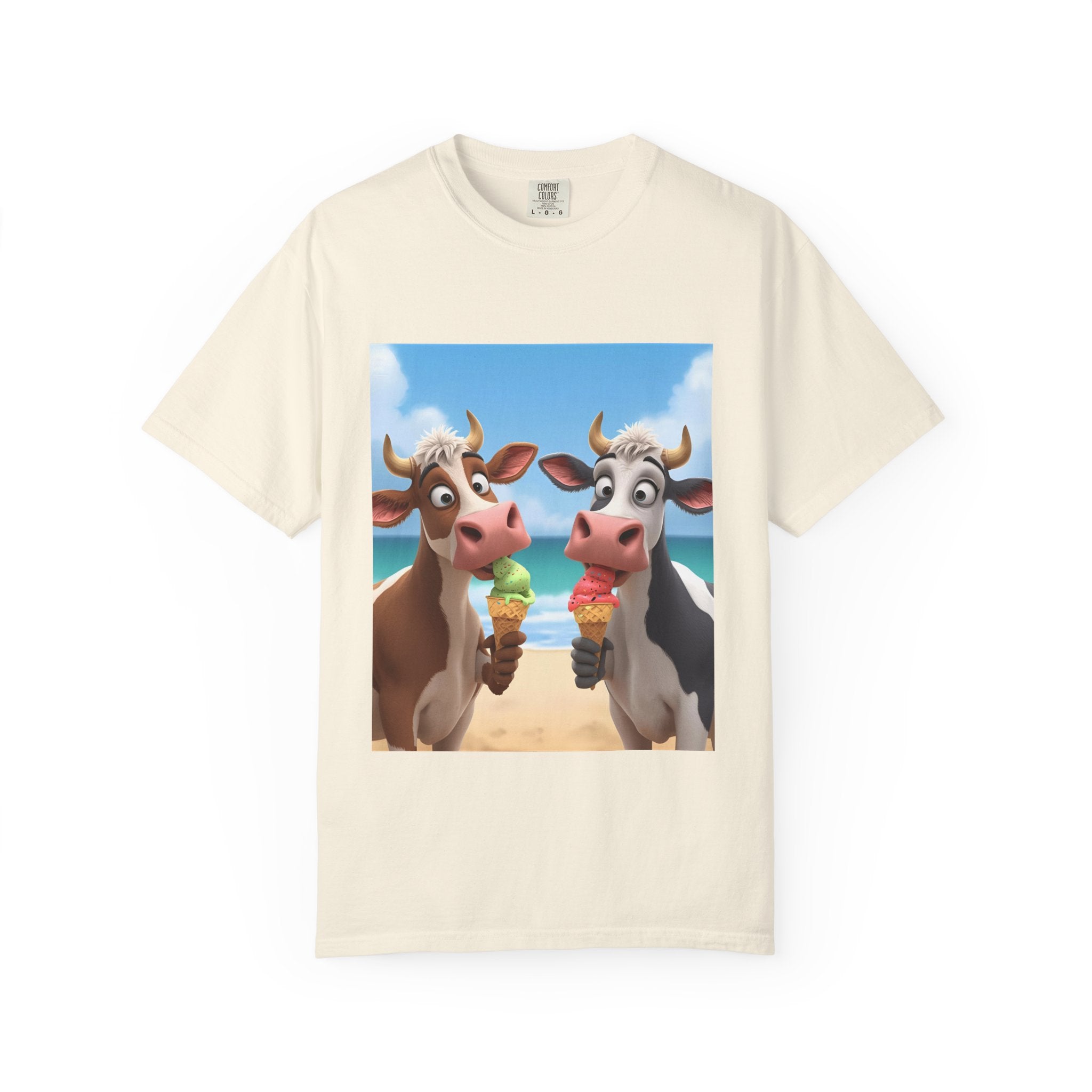 Cute Cow Ice Cream T-Shirt, Fun Summer Tee, Animal Lover Gift, Unisex Casual Top, Beach Vibes Apparel, Cute Gift for Friends