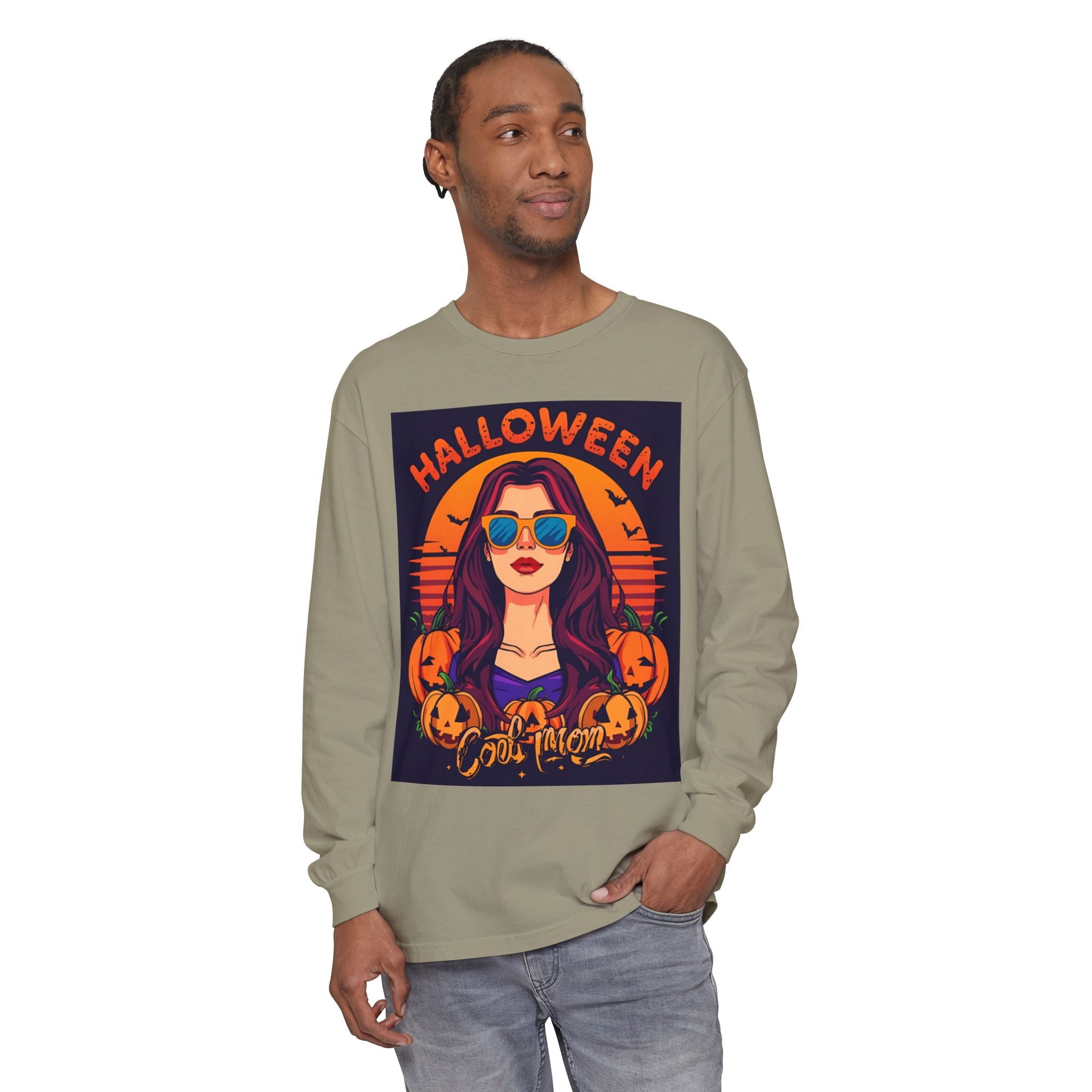 Halloween Themed Unisex Garment-dyed Long Sleeve T-Shirt