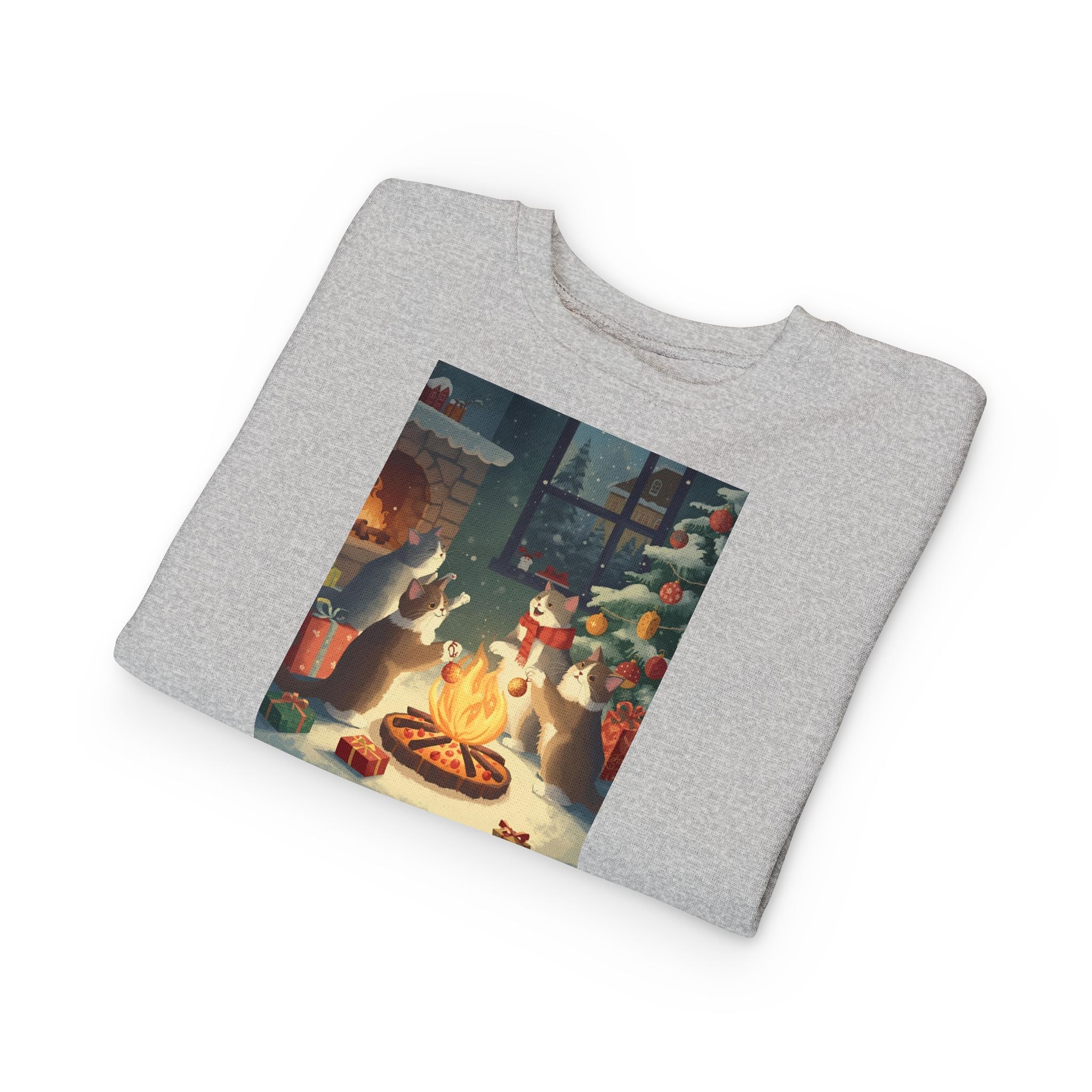 Cozy Holiday Toddler Sweatshirt, Christmas Gift, Cute Cat Design, Winter Apparel, Kids Holiday Clothing, Family Matching