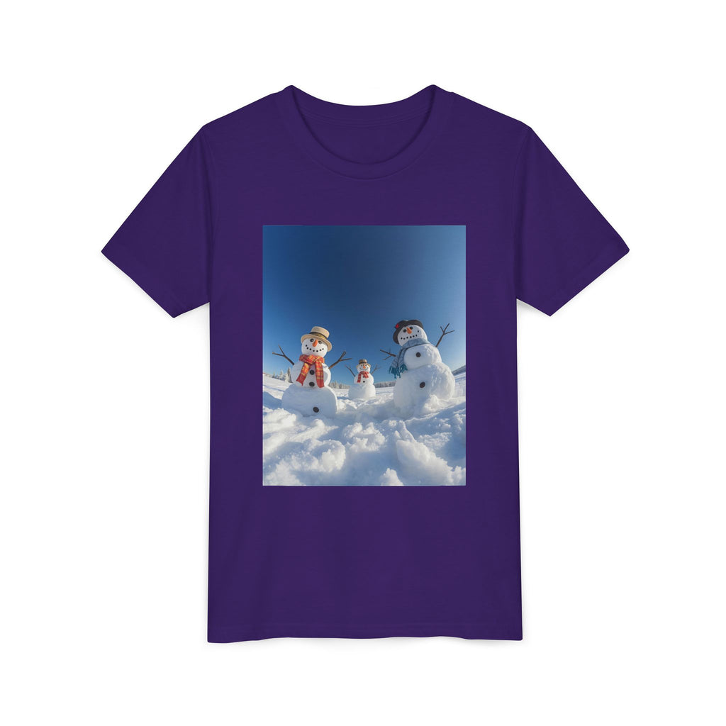 Festive Christmas Snowman Family Youth Short Sleeve Tee