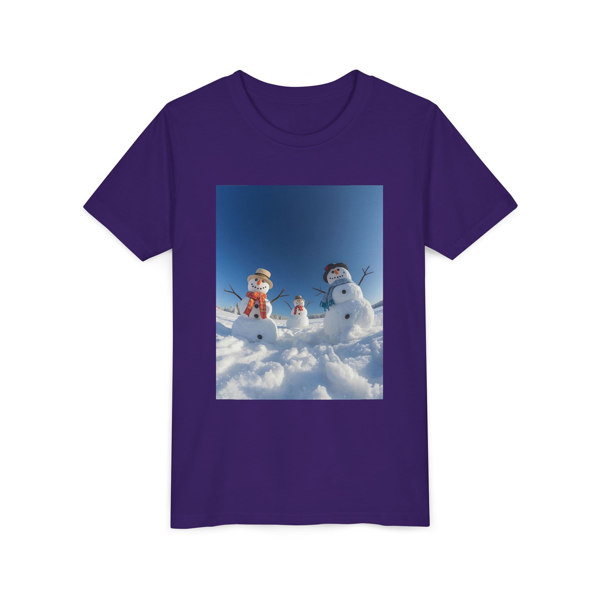 Festive Christmas Snowman Family Youth Short Sleeve Tee