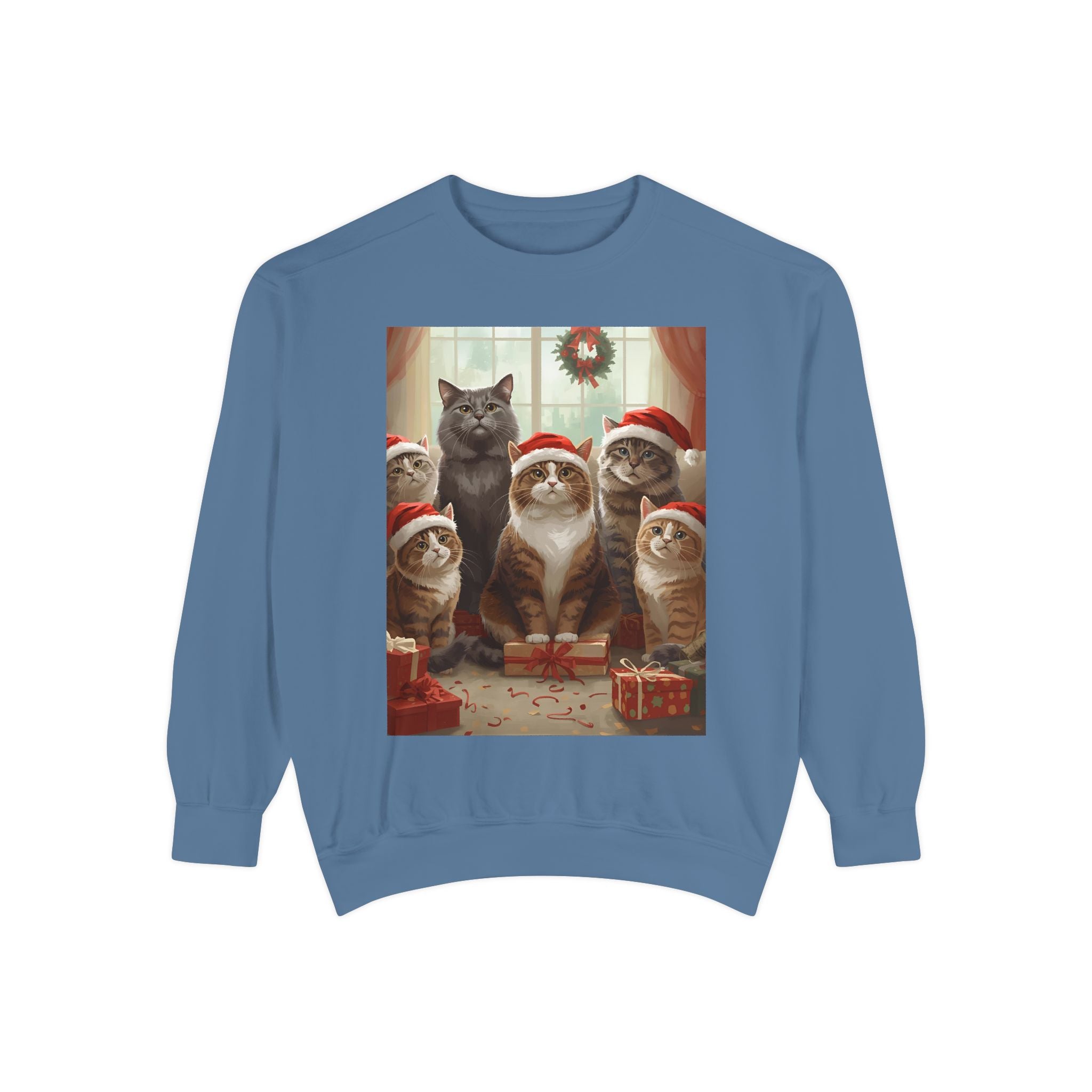 Cozy Holiday Cat Sweatshirt, Festive Sweatshirt for Cat Lovers, Christmas Gift for Pet Owners, Cute Cat Apparel, Winter Wardrobe Essential