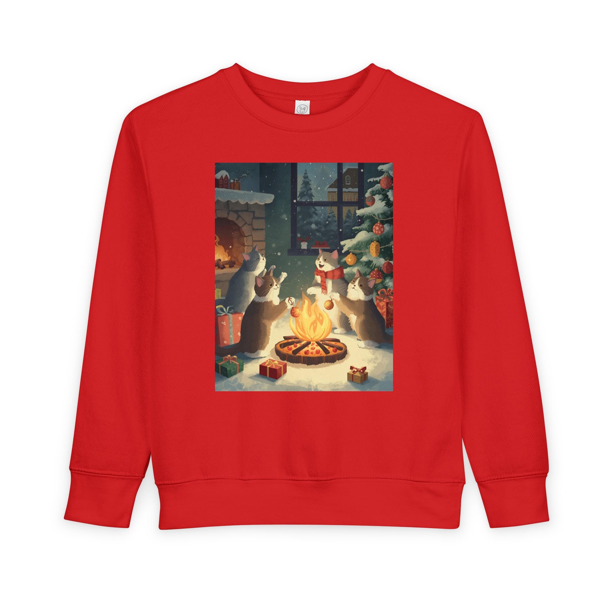 Cozy Holiday Toddler Sweatshirt, Christmas Gift, Cute Cat Design, Winter Apparel, Kids Holiday Clothing, Family Matching