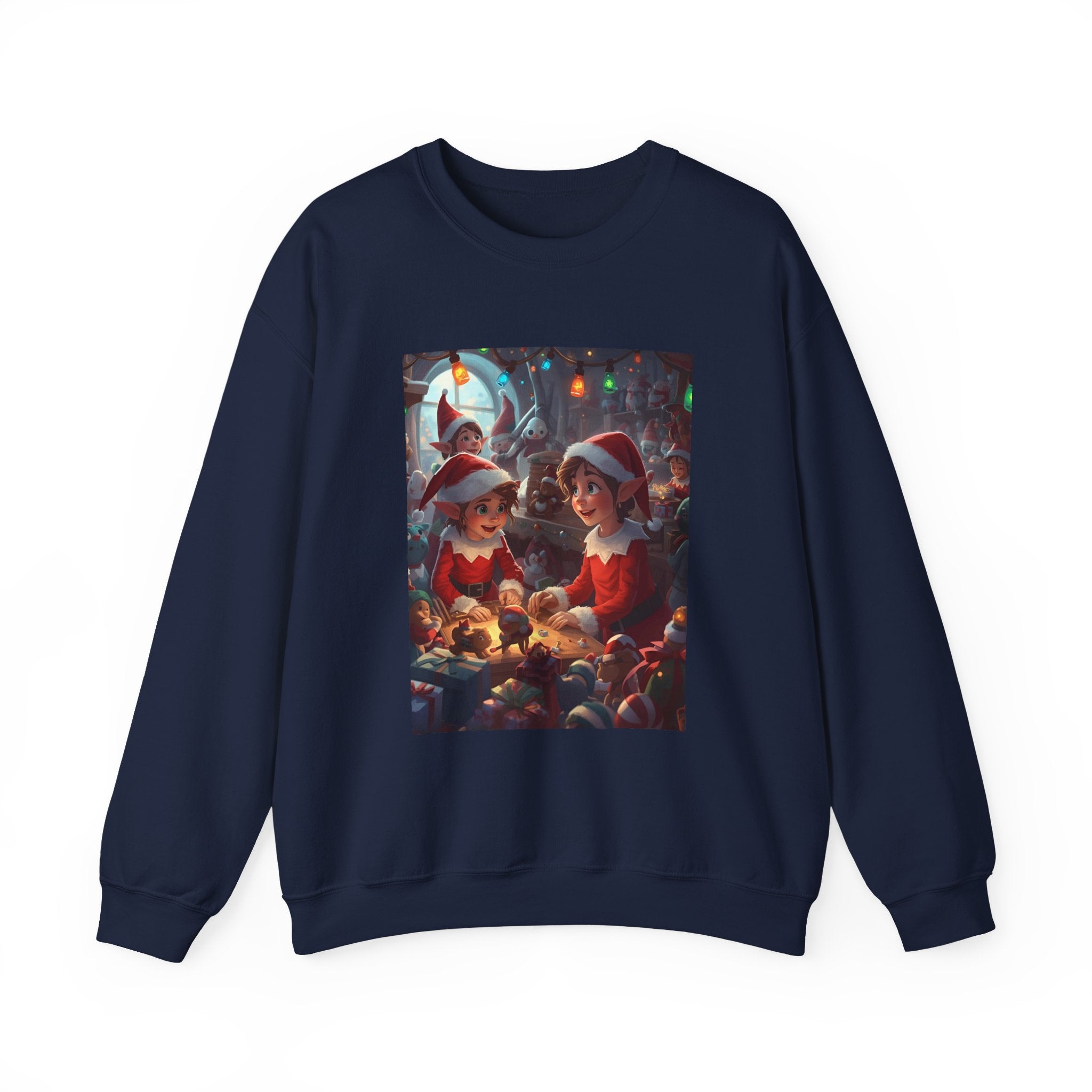 Christmas Elf Illustrative Sweatshirt, Christmas Gift, Holiday Apparel, Cozy Sweatshirt, Unisex Crewneck
