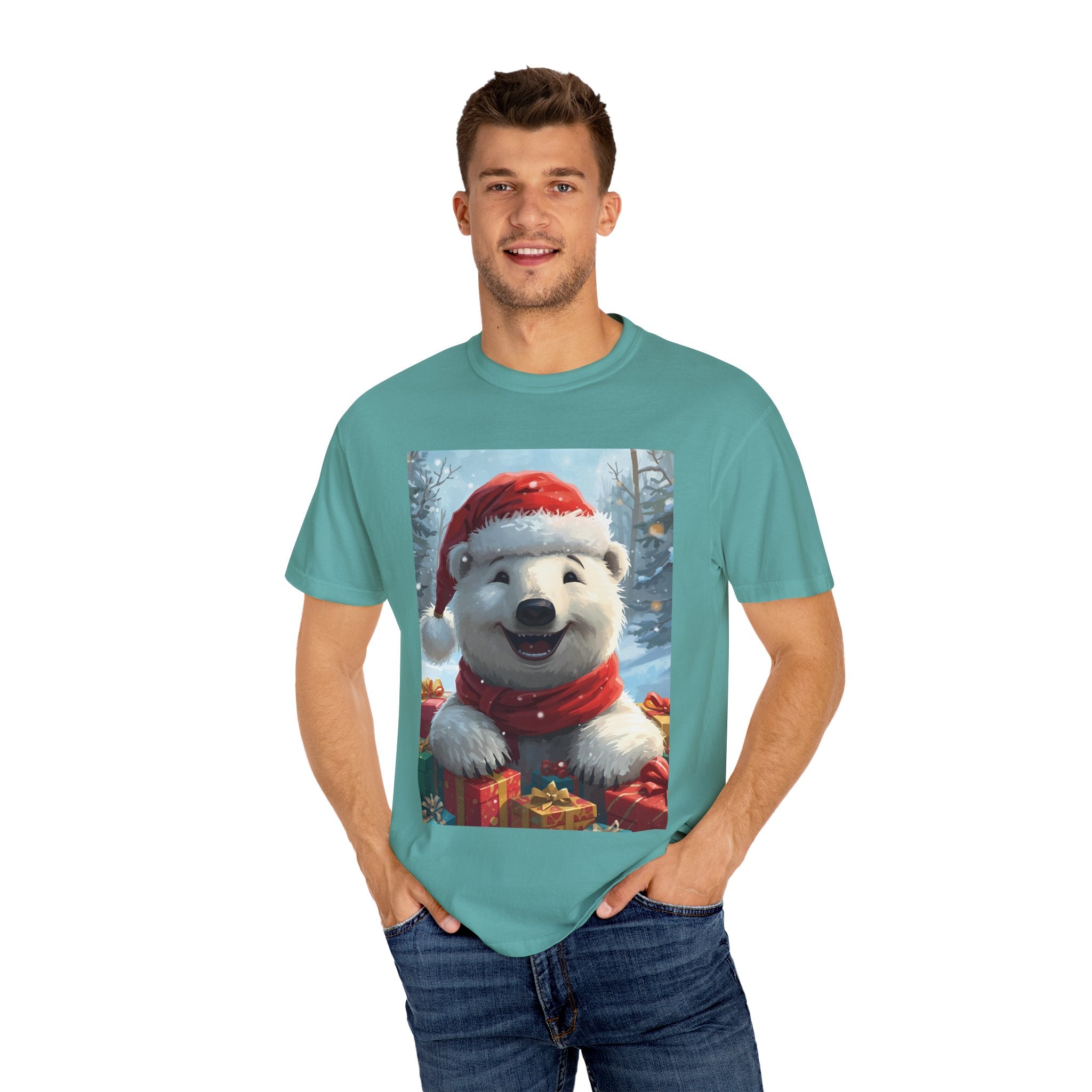 Christmas Polar Bear T-shirt, Holiday Tee, Unisex Gift Shirt, Winter Apparel, Cute Animal T-shirt