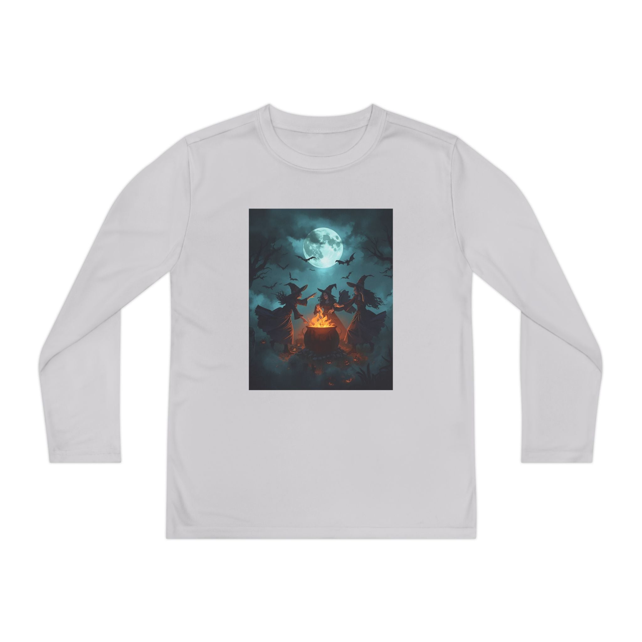 Spooky Night Youth Long Sleeve Tee, Halloween Shirt, Youth Moon Tee, Ghostly Apparel, Autumn Outfit, Gift for Kids