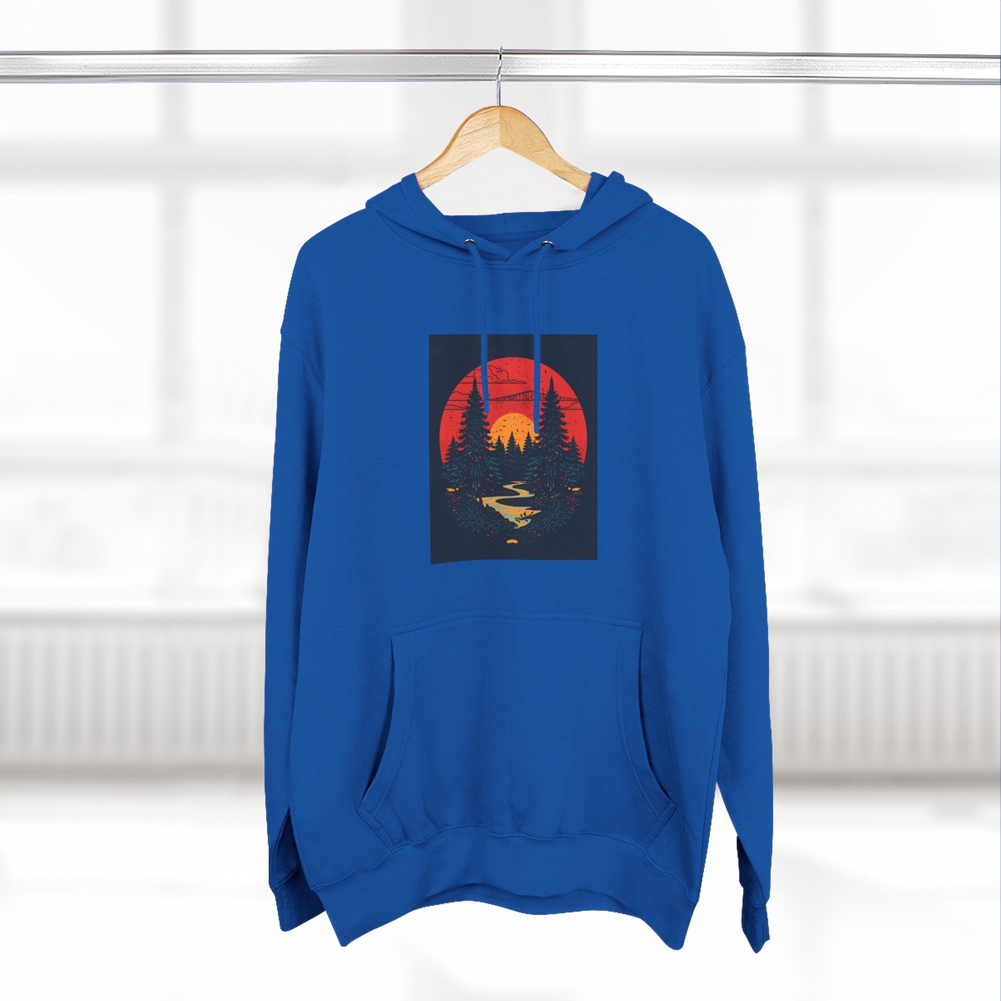 Cozy Nature Sunset Hoodie, Graphic Fleece Sweatshirt, Outdoor Apparel, Fall Fashion, Gift for Nature Lovers, Winter Wear