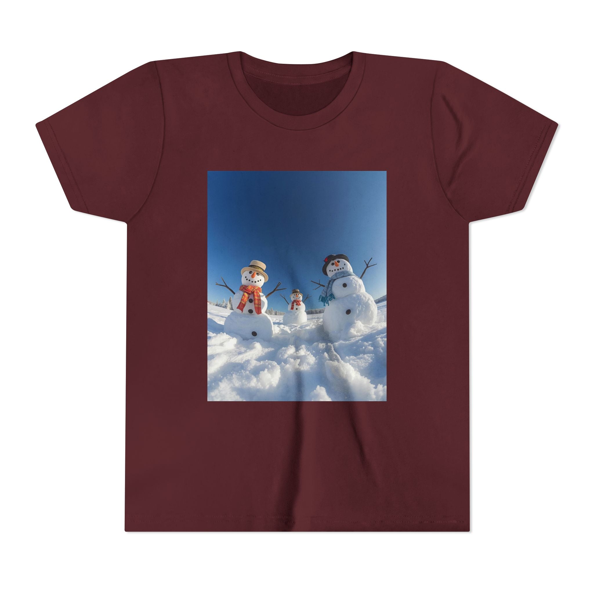 Festive Christmas Snowman Family Youth Short Sleeve Tee