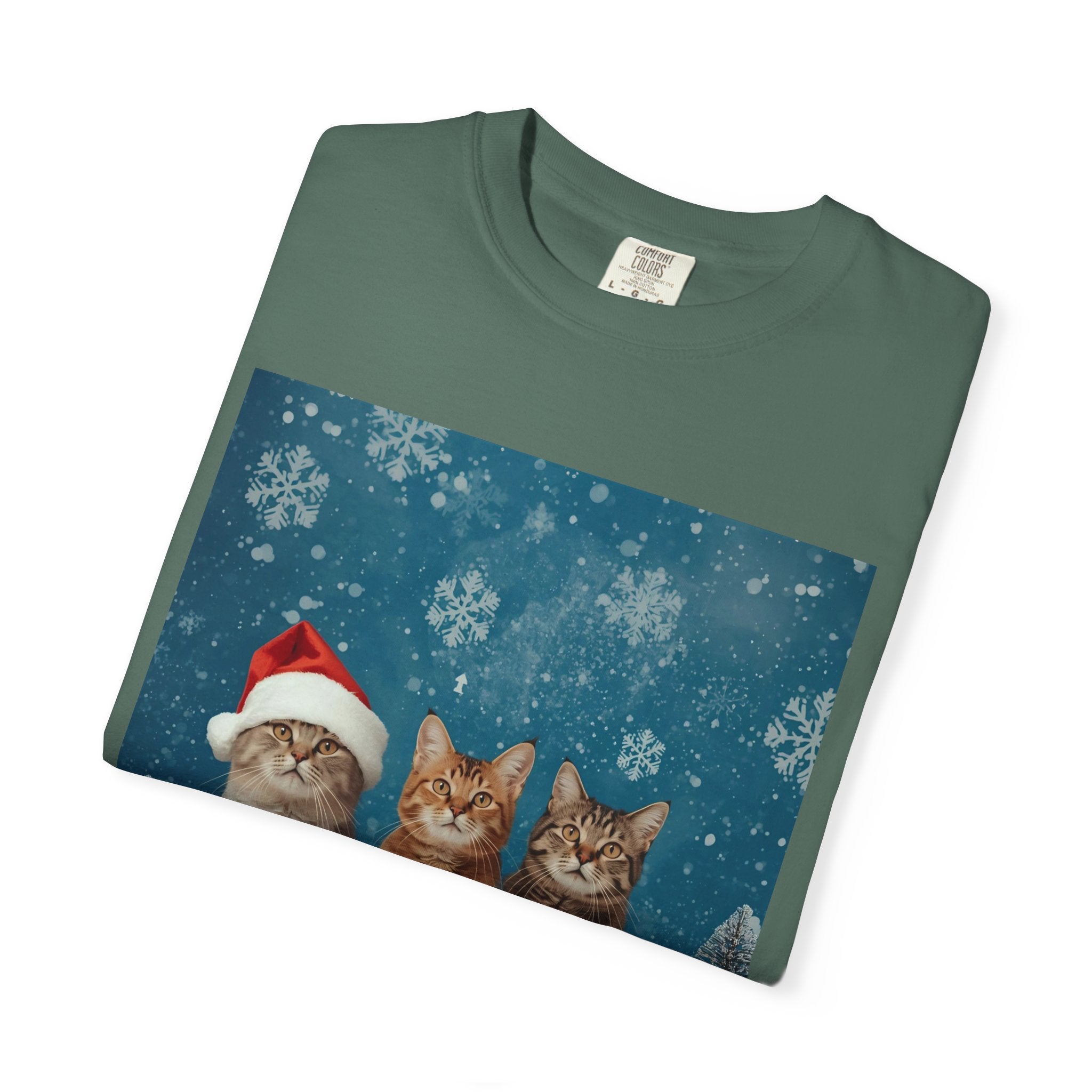 Cute Christmas Festive Cat T-Shirt, Holiday Cat Tee, Christmas Gift, Unisex T-Shirt, Pet Lover Apparel, Cute Animal Shirt, Winter Style
