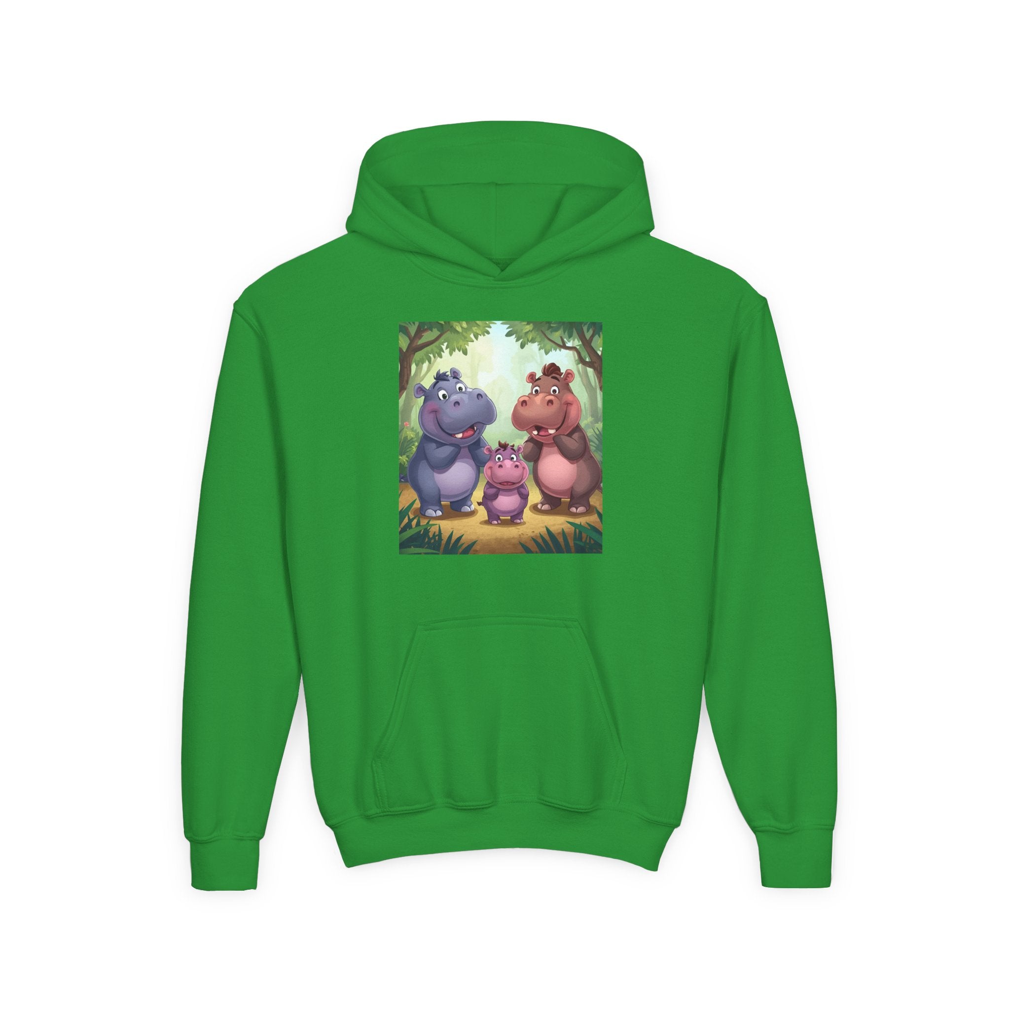 Hippo Cute Youth Heavy Blend Hooded Sweatshirt