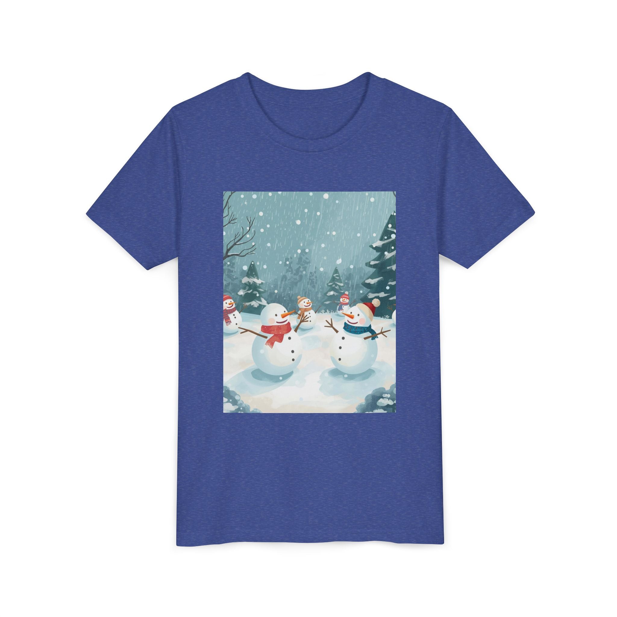 Festive Christmas Snowman Youth Short Sleeve Tee