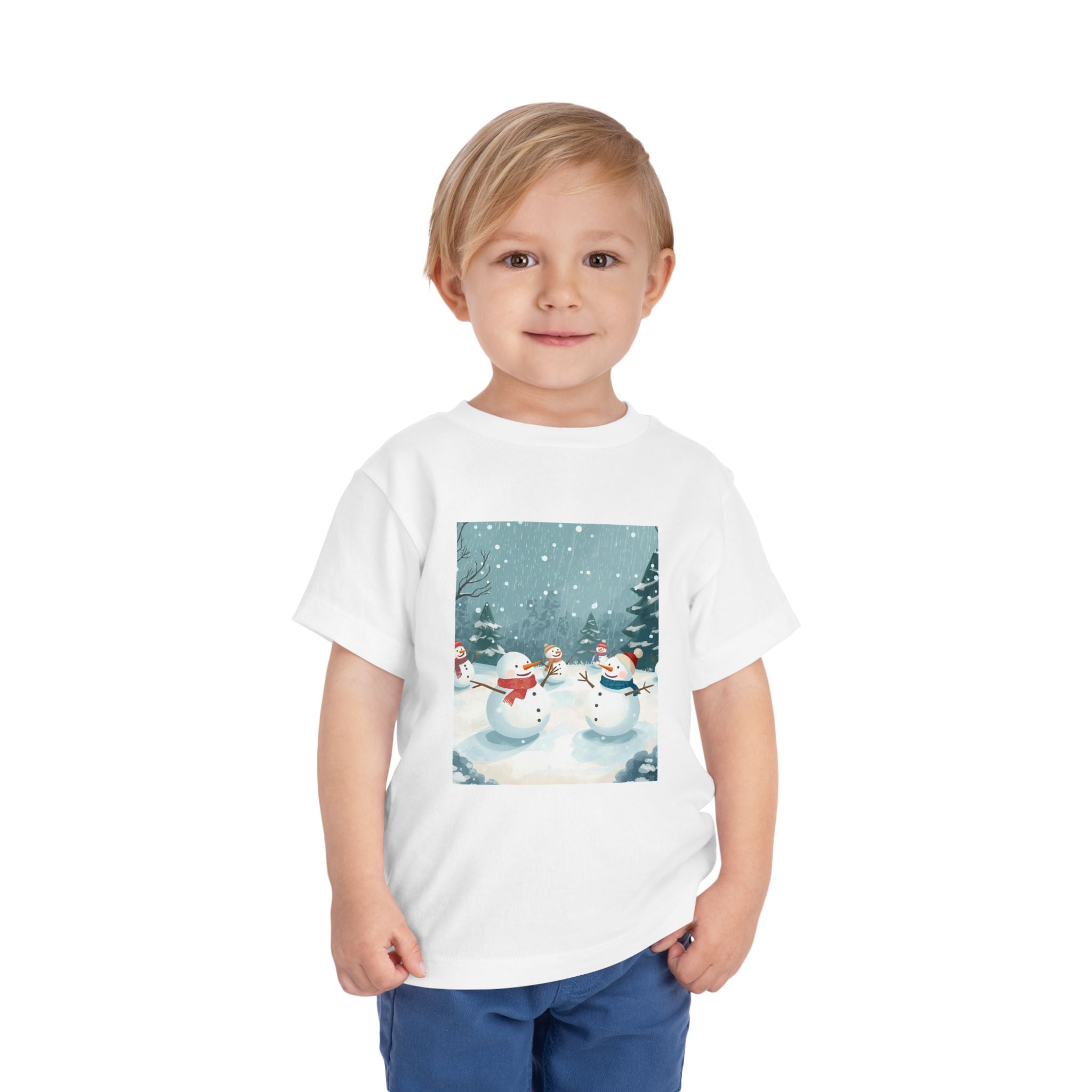 Festive Christmas Snowman Toddler Short Sleeve Tee