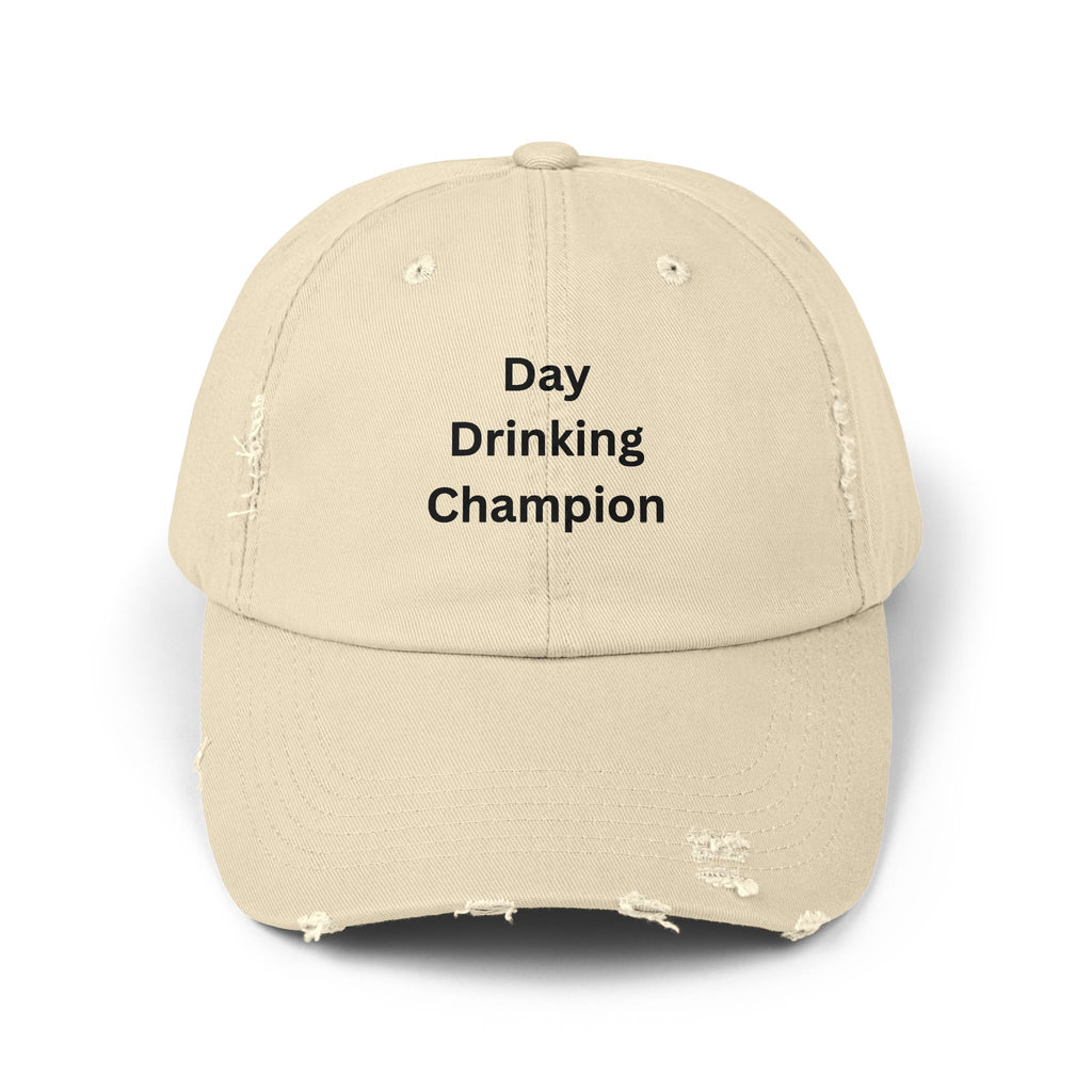 Unisex Distressed Cap - Day Drinking Champion Hat, Casual Summer Accessory, Gift for Friends, Outdoor Fun, Birthday Gift