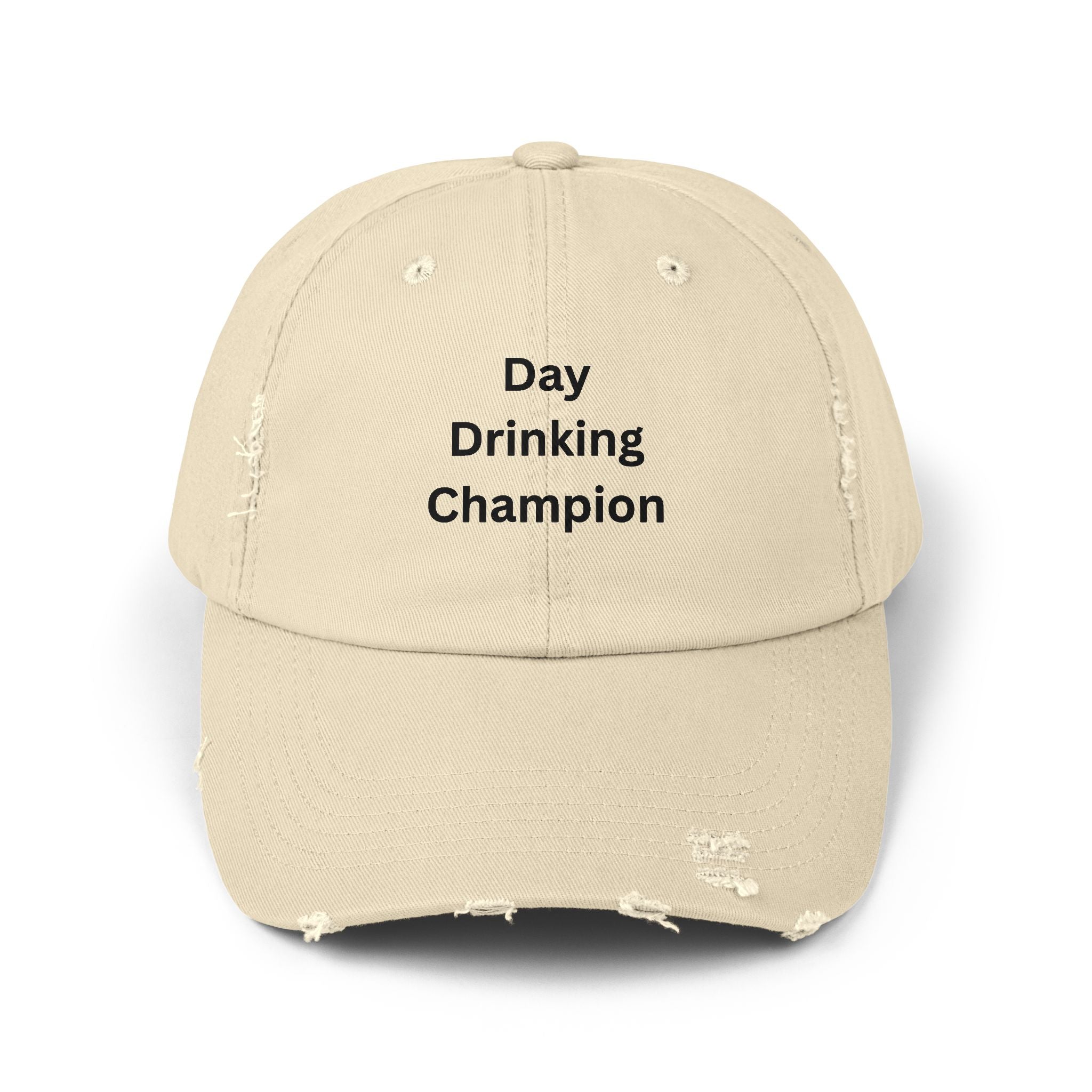 Unisex Distressed Cap - Day Drinking Champion Hat, Casual Summer Accessory, Gift for Friends, Outdoor Fun, Birthday Gift