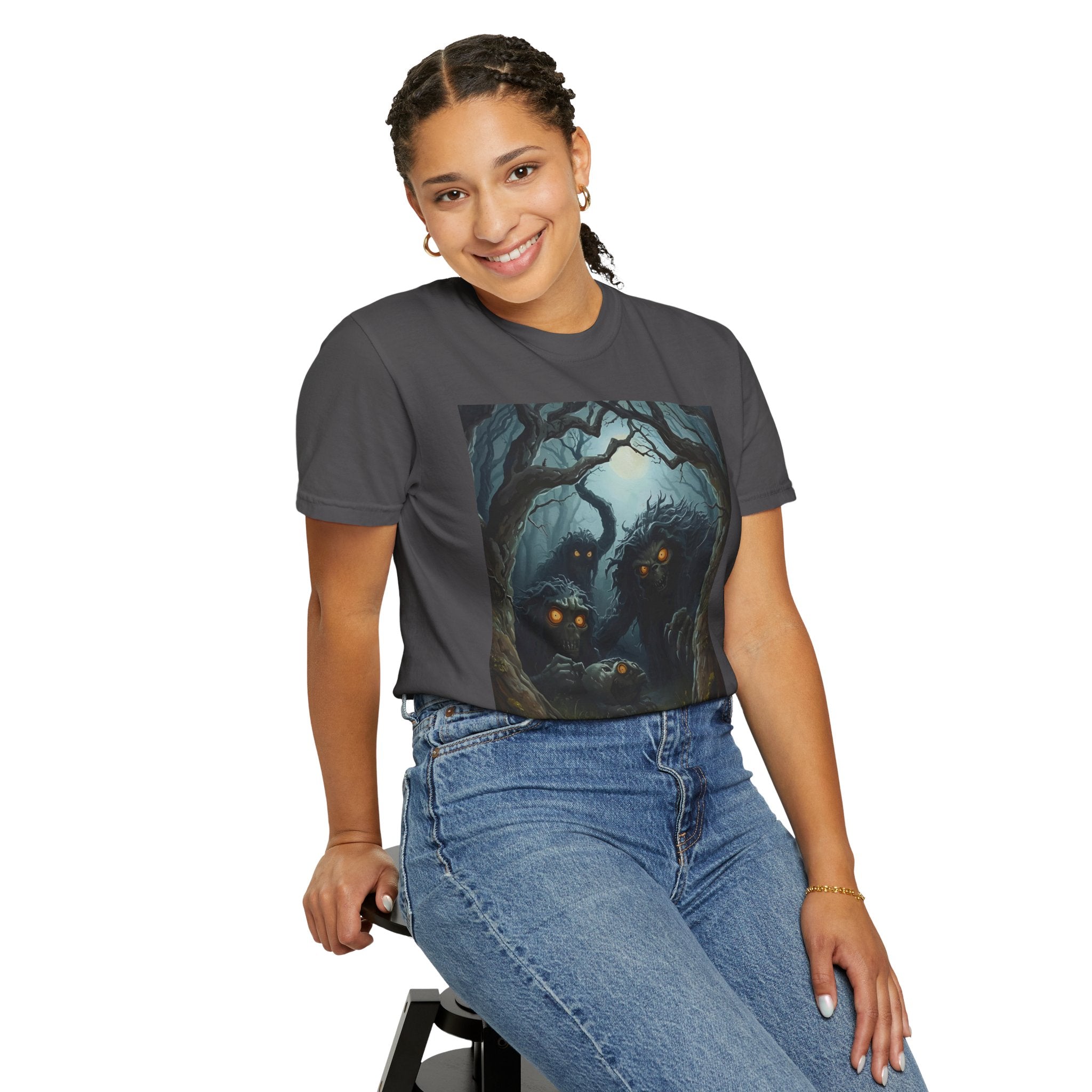 Spooky Mysterious Forest Graphic T-Shirt, Unisex Tee, Nature Lover Gift, Halloween Apparel, Unique Artwear