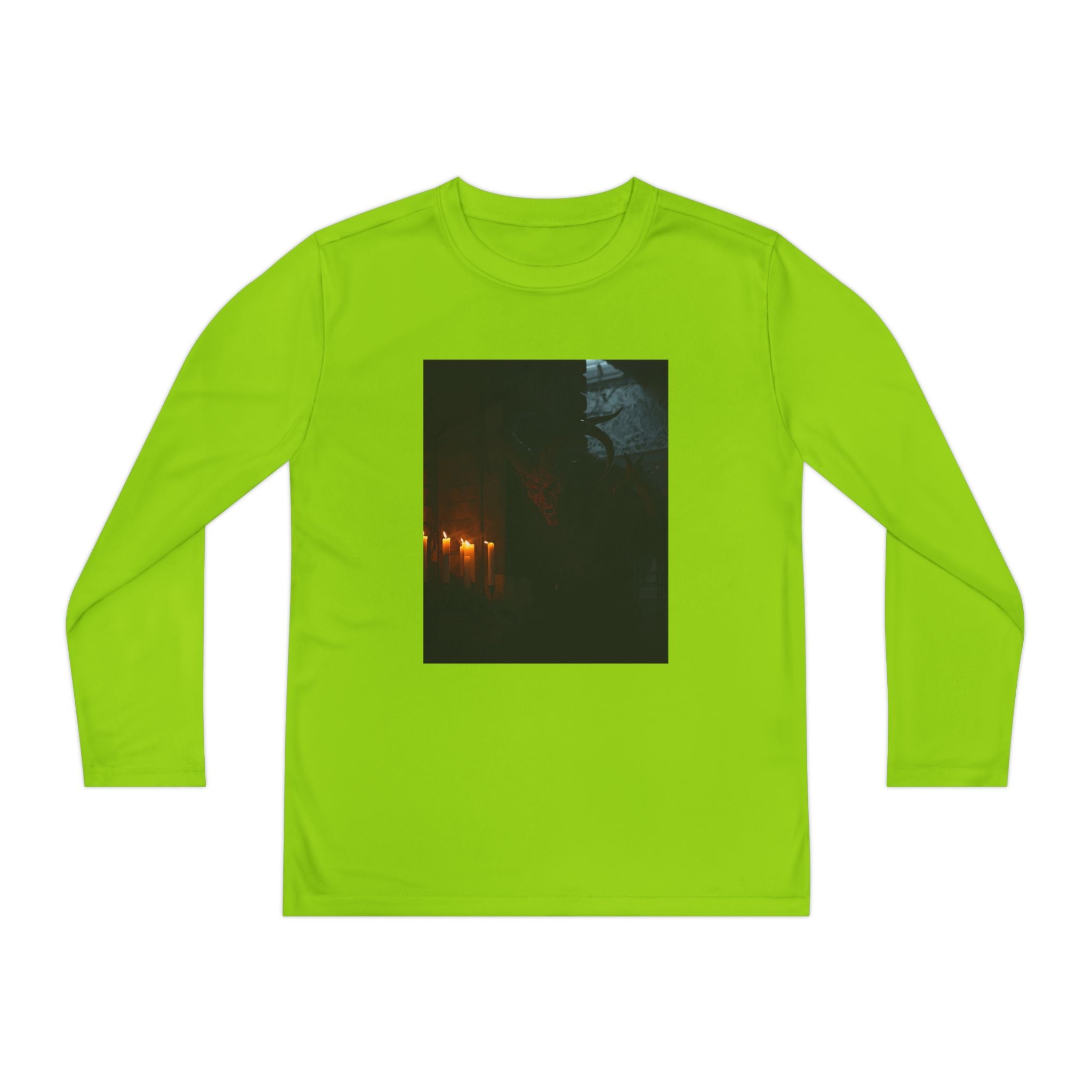 Spooky Halloween Pumpkin Shadow Youth Long Sleeve Competitor Tee