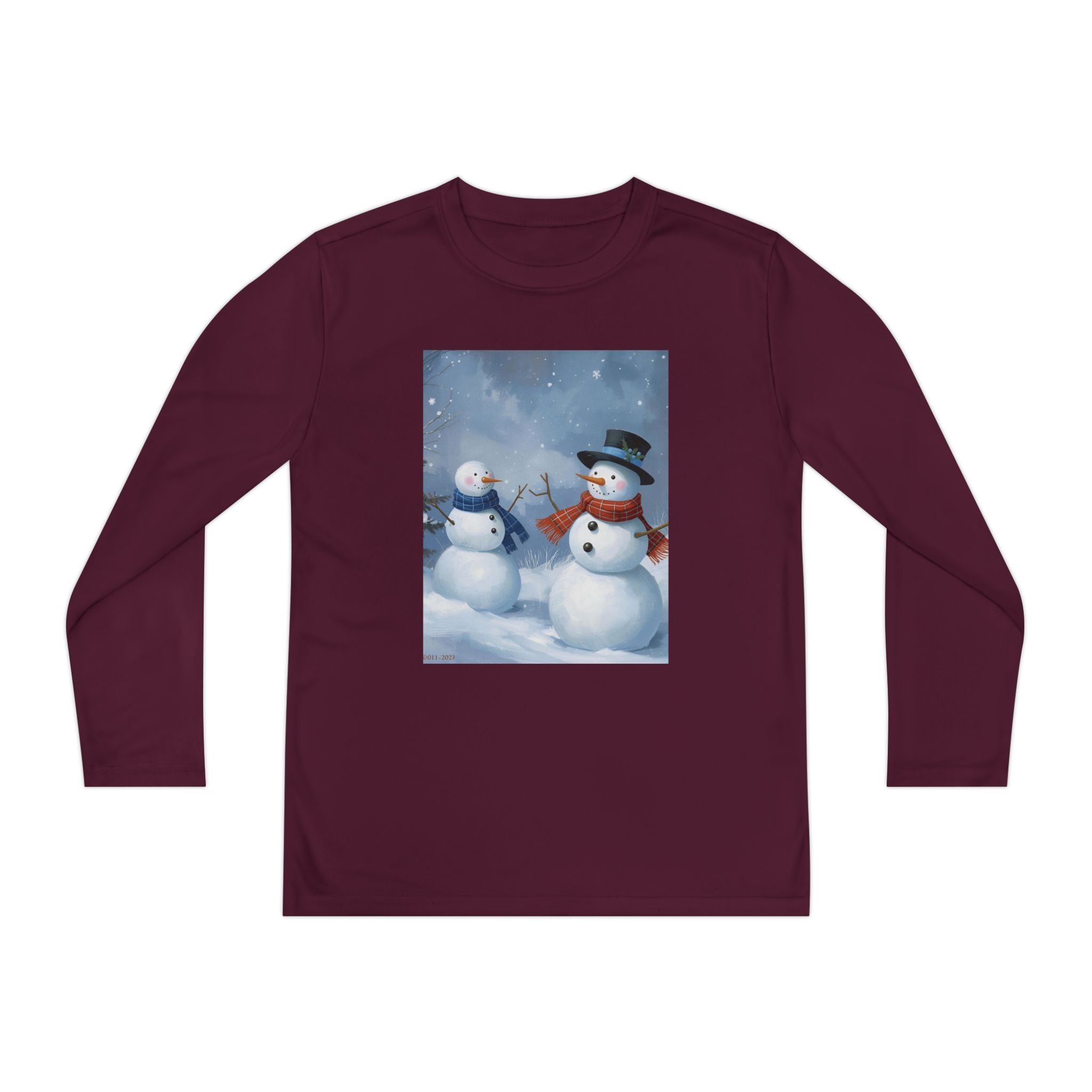 Christmas Snowman Family Youth Long Sleeve Competitor Tee