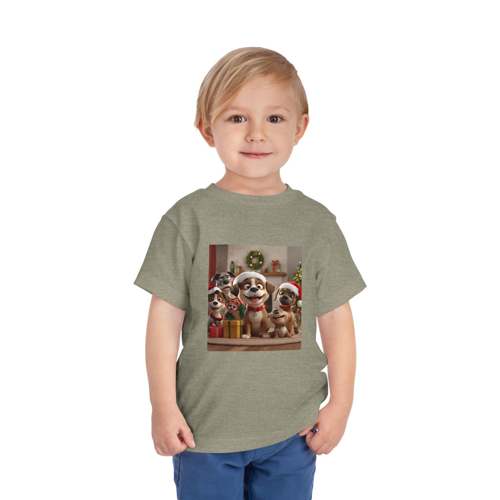 Cute Christmas Festive Puppy Toddler Tee, Cute Dog Christmas Shirt, Kids Holiday Clothing, Animal Lover Gift, Birthday Outfit