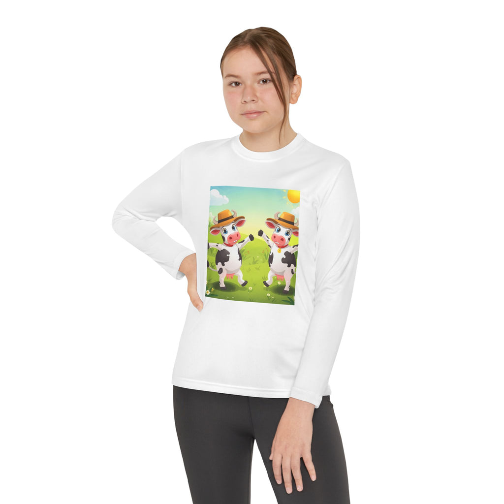 Cute Cows Farm Fun Youth Long Sleeve Competitor Tee