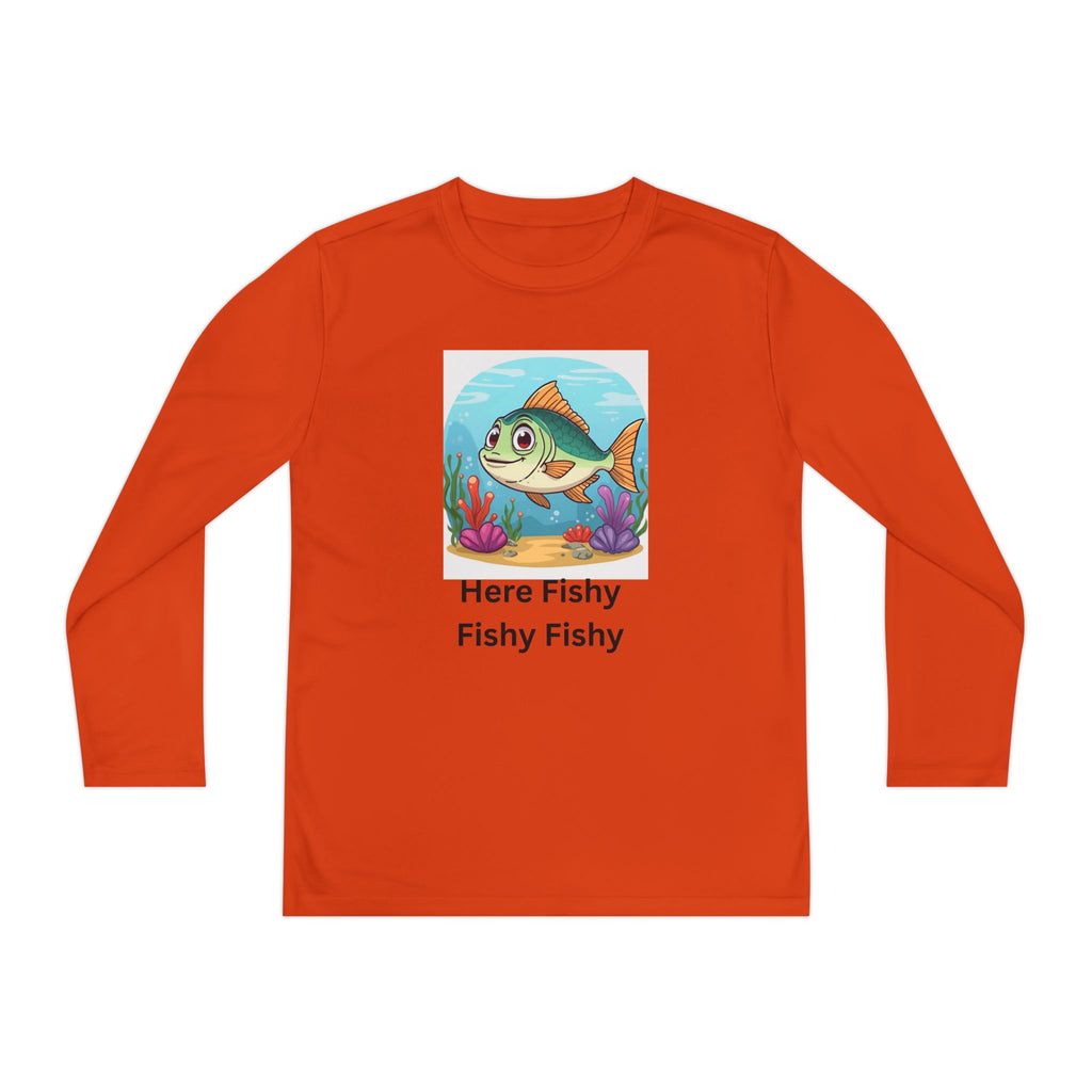 Here Fishy Fishy Fishy Youth Long Sleeve Competitor Tee