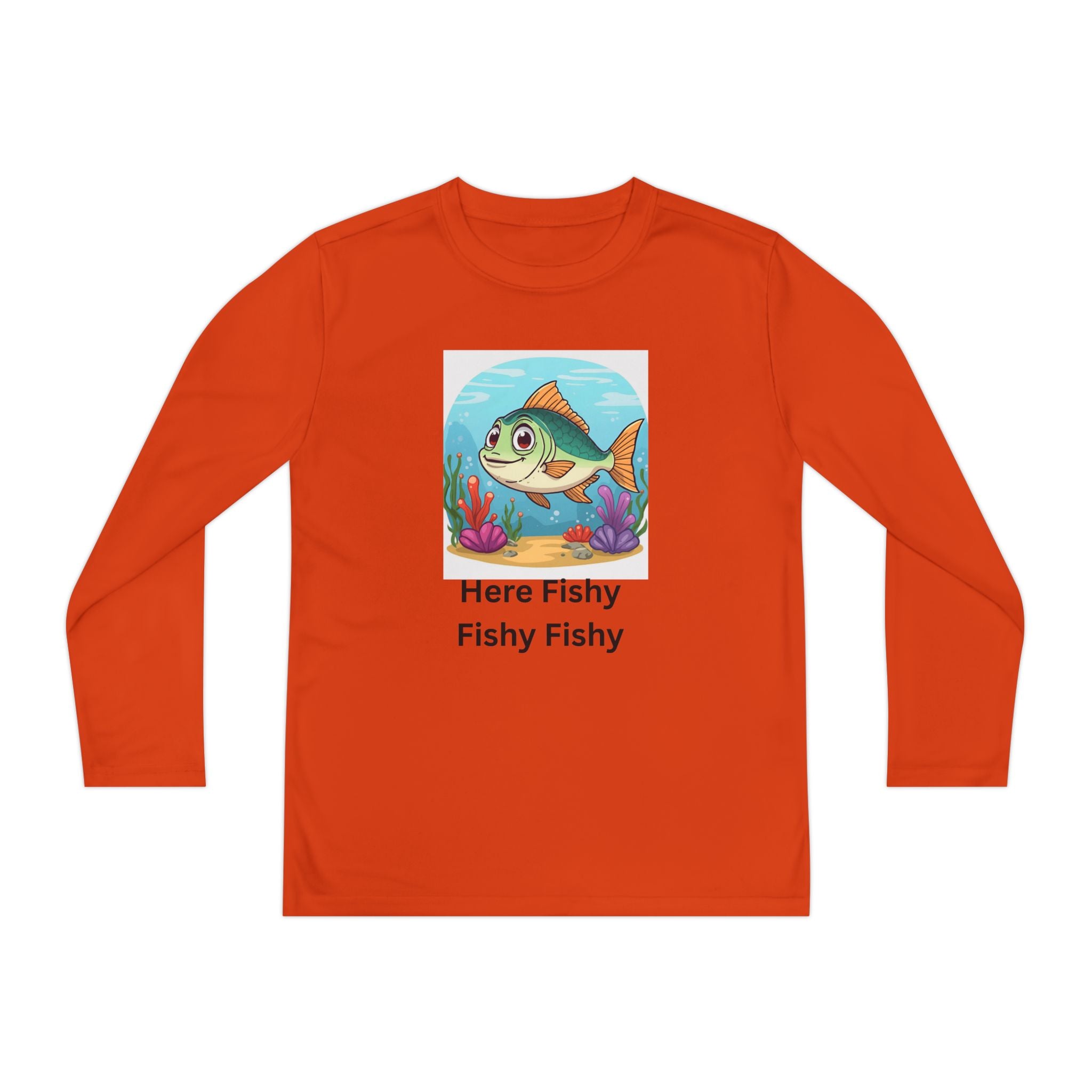 Here Fishy Fishy Fishy Youth Long Sleeve Competitor Tee
