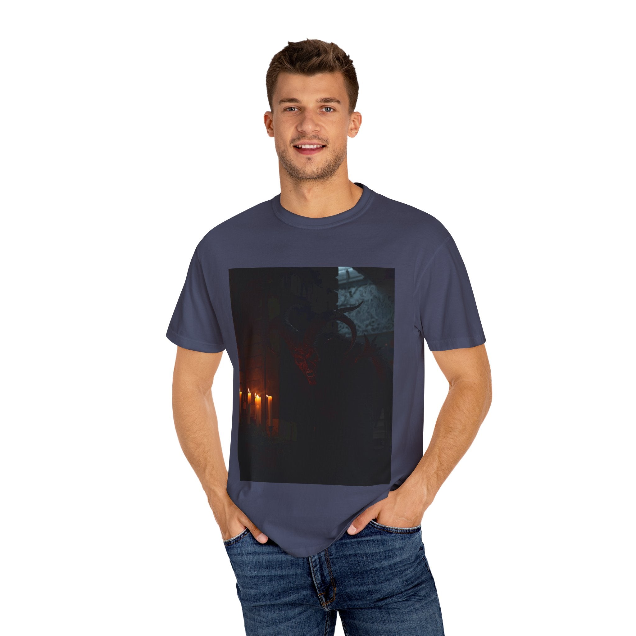 Spooky Halloween Pumpkin Shadow Unisex Garment-Dyed T-shirt
