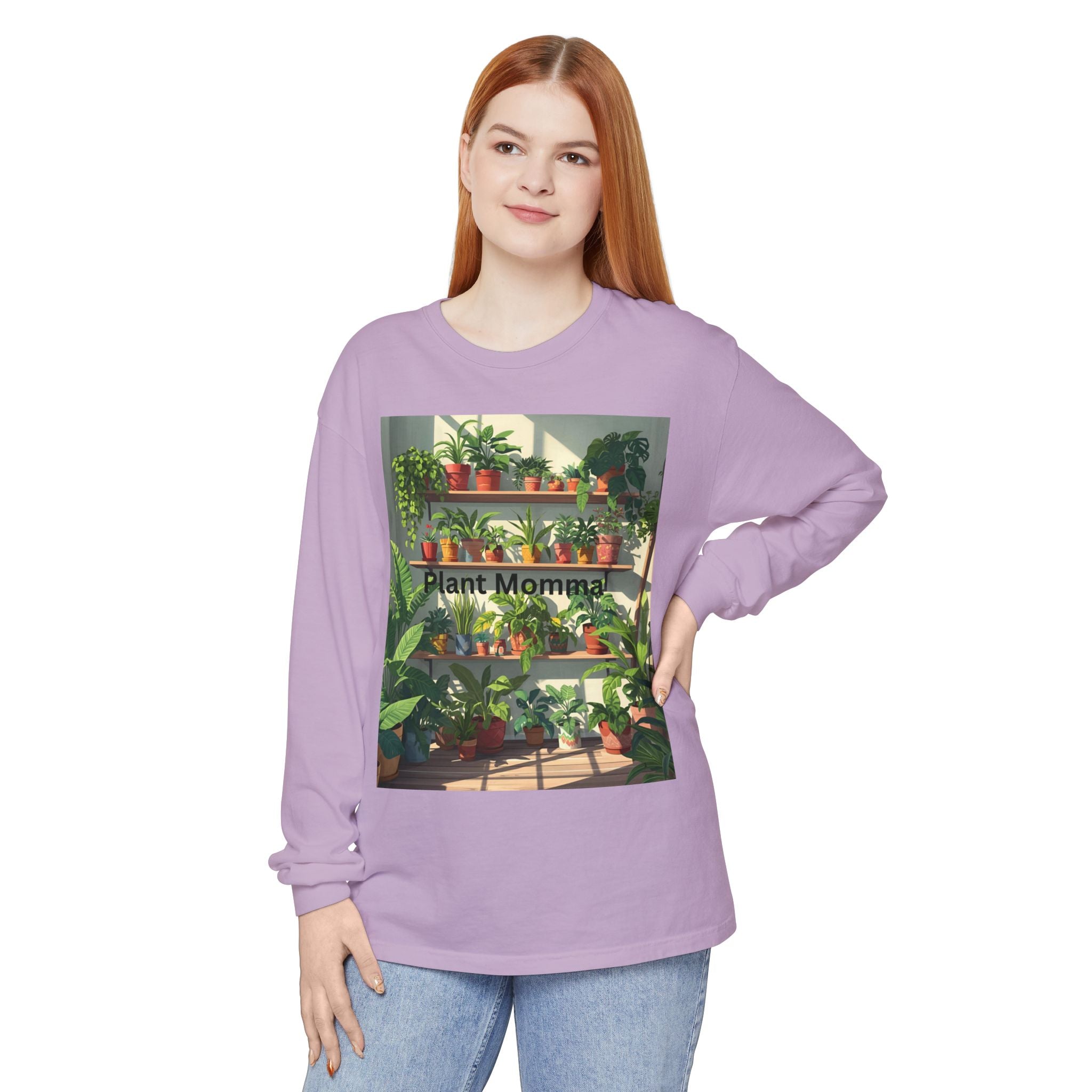 Plant Momma Long Sleeve T-Shirt, Perfect for Plant Lovers, Gardening Gifts, Eco-friendly Fashion, Casual Wear, Spring Celebrations