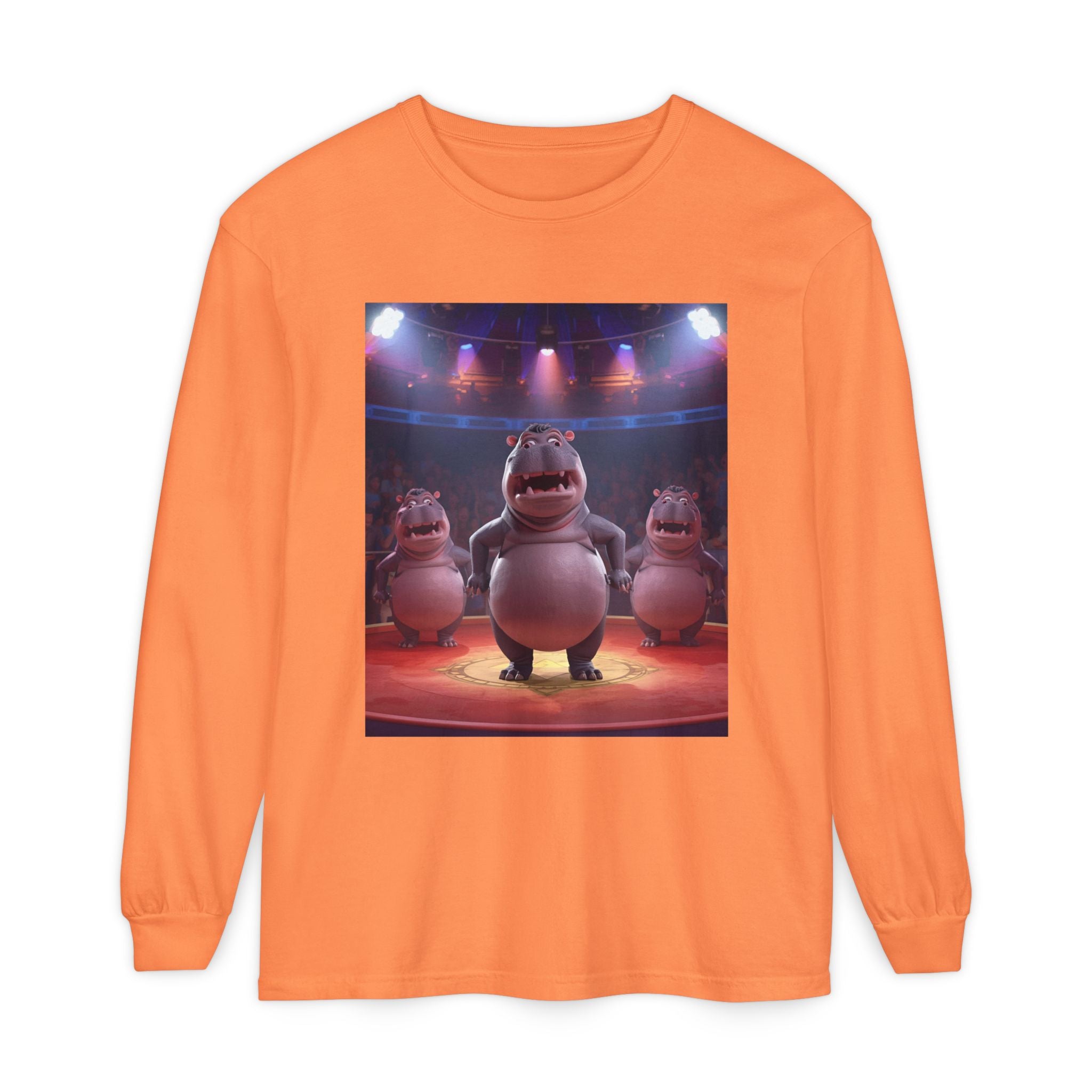 Hippo Funny Unisex Garment-dyed Long Sleeve T-Shirt