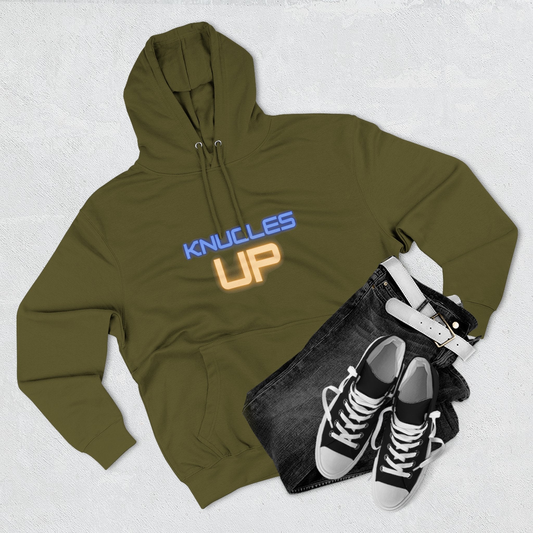Knuckles Up Fleece Hoodie - Cozy Streetwear for Everyday Adventure, Gift for Him, Her, Cool Casual Attire, Relaxed Vibe