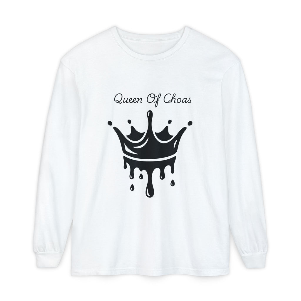 Queen of Chaos Long Sleeve T-Shirt - Stylish Unisex Apparel for Creative Souls, Casual Wear, Gift for Her, Birthday, Everyday Style