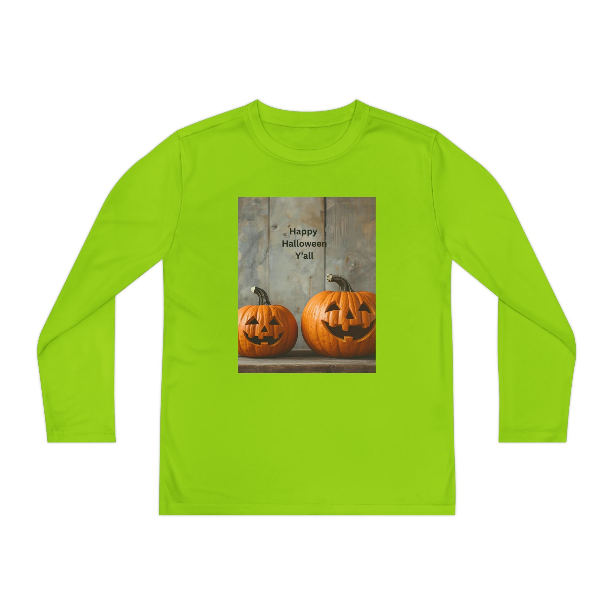 Youth Halloween Pumpkin Long Sleeve Tee, Funny Halloween Shirt, Kids Pumpkin Tee, Fall Celebration Top, Spooky Season Apparel